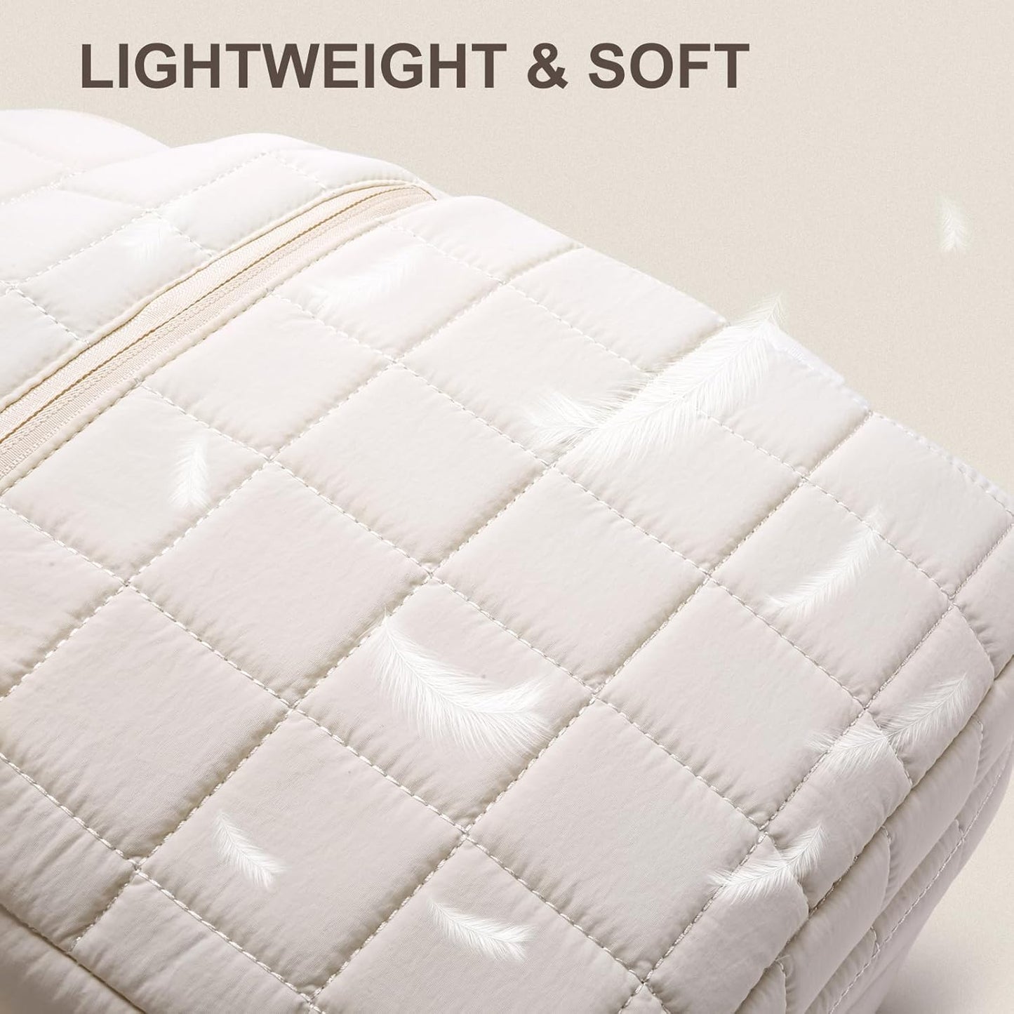 Laptop Backpack for Women College Travel,Quilted Daypack Bookbag for School Teen Girls Mochilas Mujer,Beige