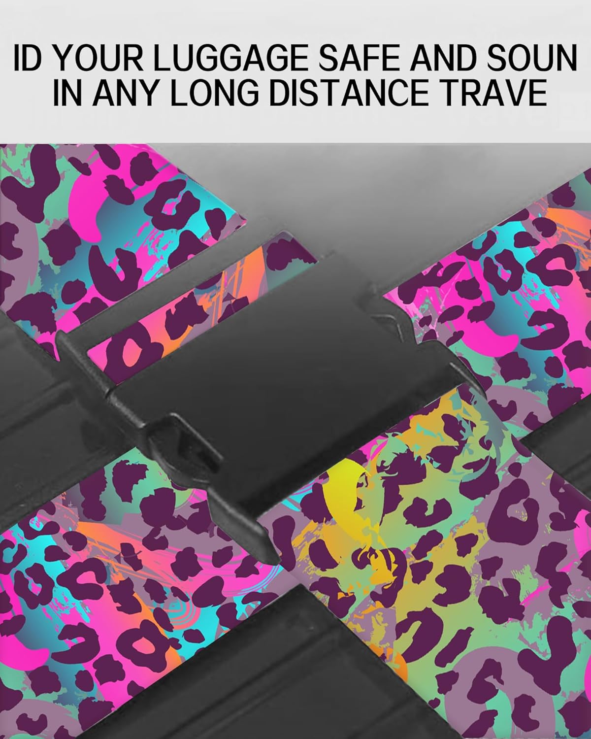 Luggage Straps for Suitcases, Adjustable Travel Belt, Durable Wide Luggage Strap, Cute Suitcase Strap Identifiers with Buckle, Bag Straps for Luggage, Cute Colorful Leopard