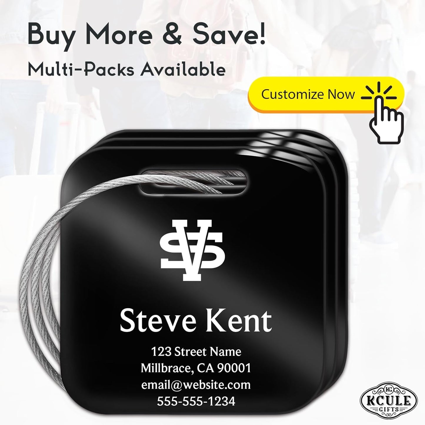 Personalized Luggage Tags for Suitcases - Stainless Steel Custom Luggage Tags for Backpacks & Bags