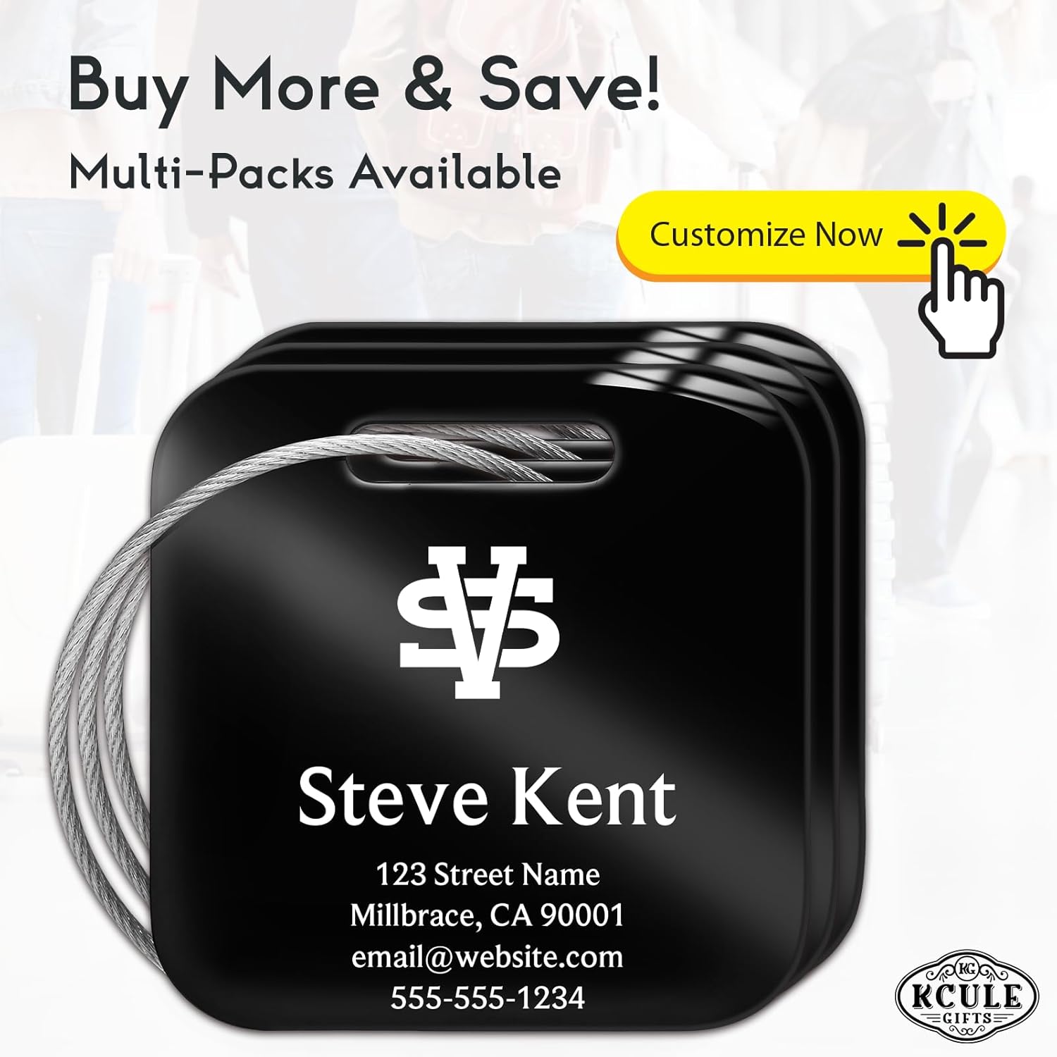 Personalized Luggage Tags for Suitcases - Stainless Steel Custom Luggage Tags for Backpacks & Bags