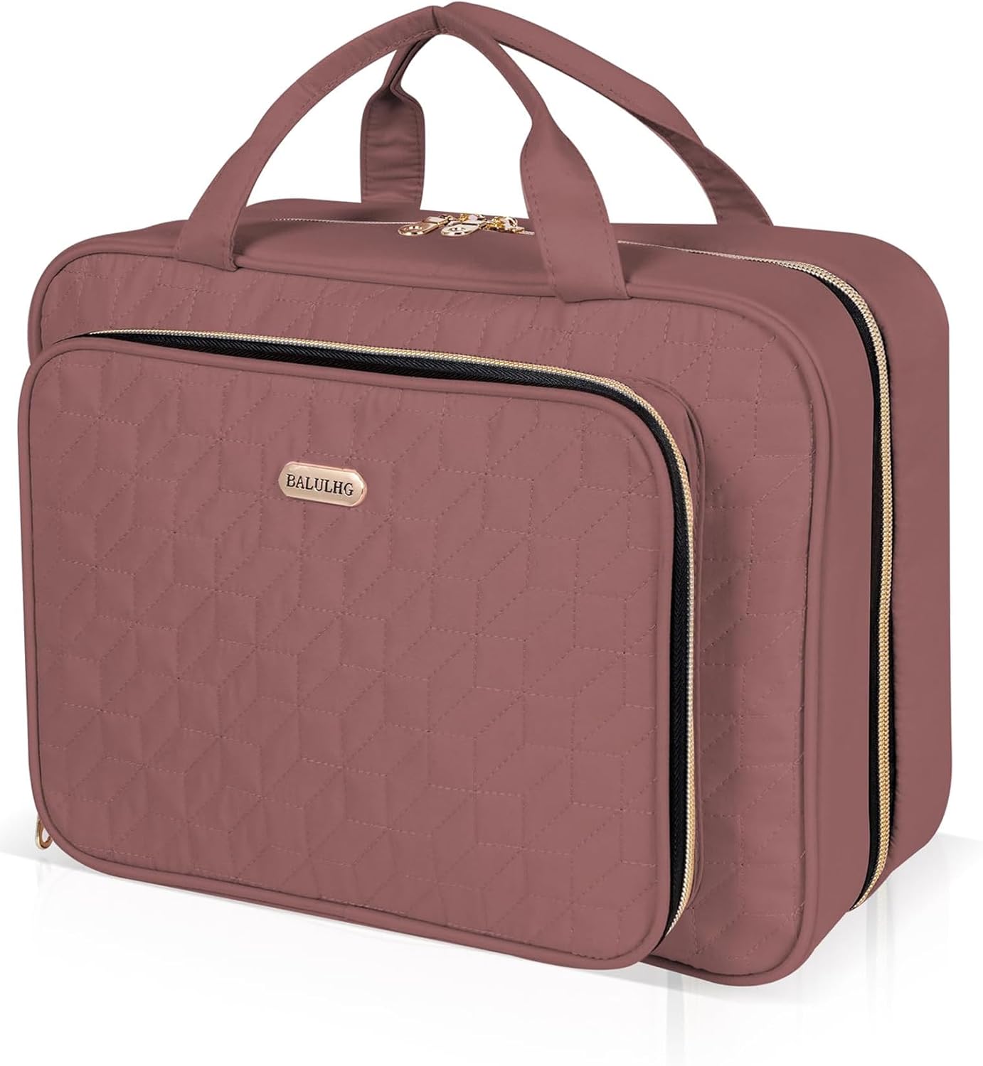 Travel Hanging Toiletry Bag for Women,Makeup Bag Cosmetic Organizer Waterproof with Hanging Hook Multiple Pockets for Women Travel Essentials Rosewood