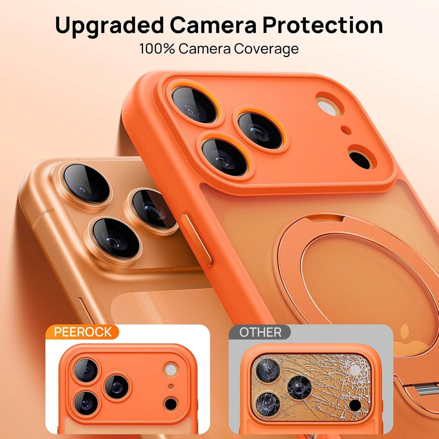 360° Spin Magnetic Stand for iPhone 17 Pro Max Case, [Fit for MagSafe][Military Protection][Full Camera Protection] Adjustable Kickstand iPhone Case for iPhone 17 Pro Max 6.9", Cosmic Orange