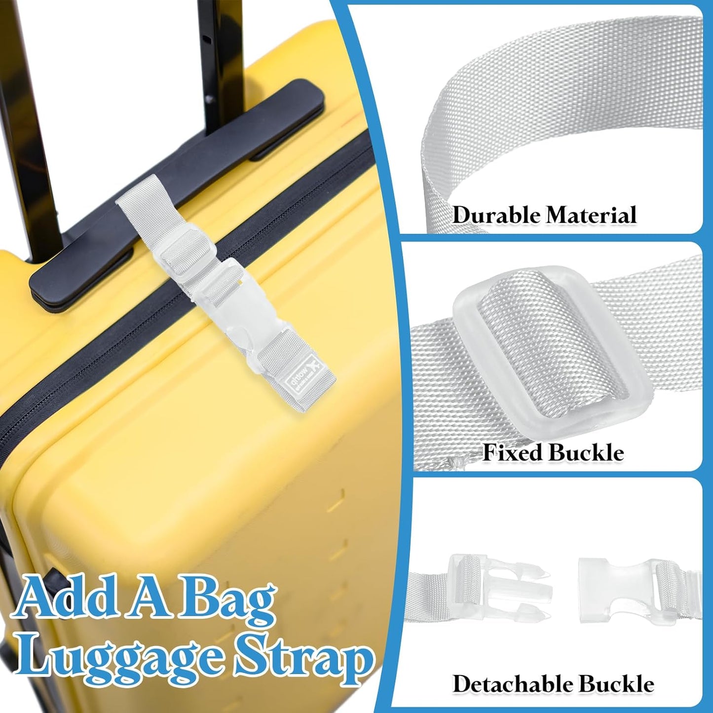 uxcell 4Pcs Add A Bag Luggage Strap, 4-12 Inch Adjustable Suitcase Belt Travel Accessories, Luggage Connector for Carry-on Baggage, Gray