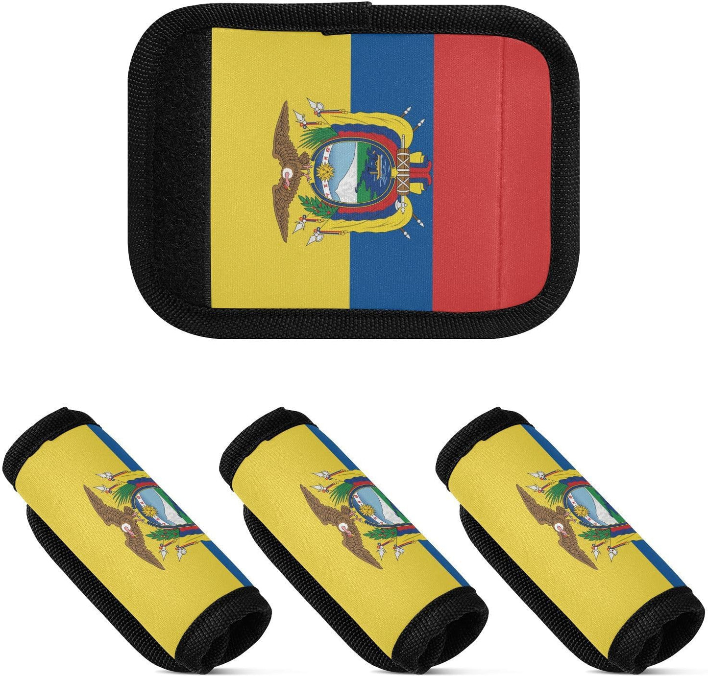 Ecuador Flag 2 Pack Luggage Handle Wrap for Suitcase Luggage Identifier Travel Tags Handle Protection Sleeve Cover