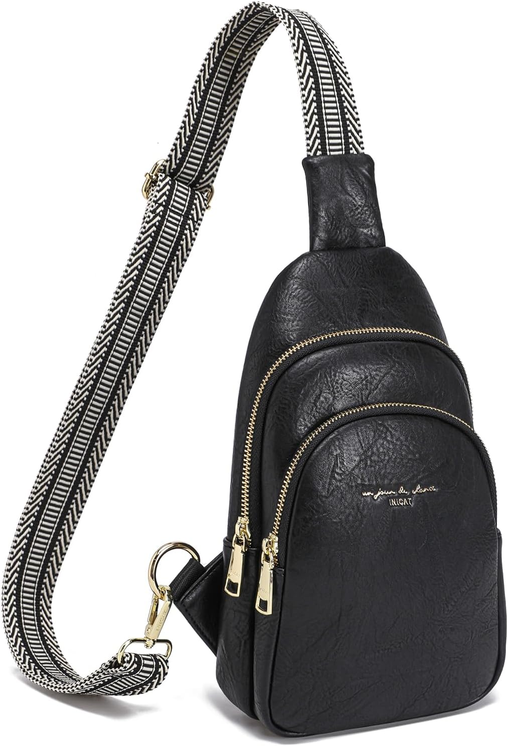 INICAT Crossbody Sling Bags Travel Cross Body Purses Faux Leather Fanny Packs Chest Bag for Women
