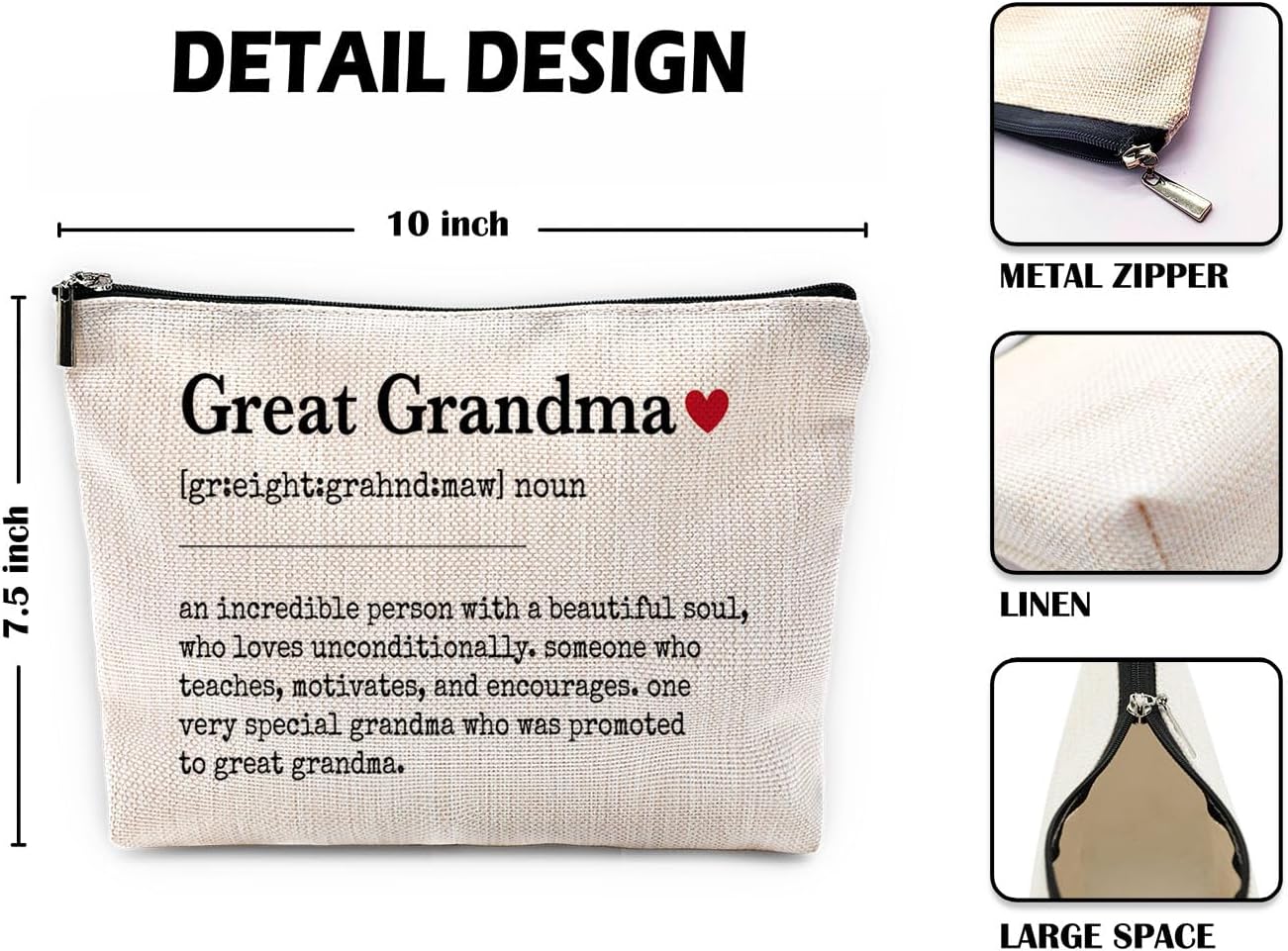 Sufamb Grandma Makeup Bag - Gift for Great Grandma, Mother's Day, Birthday - Small Cosmetic Bag for Purse