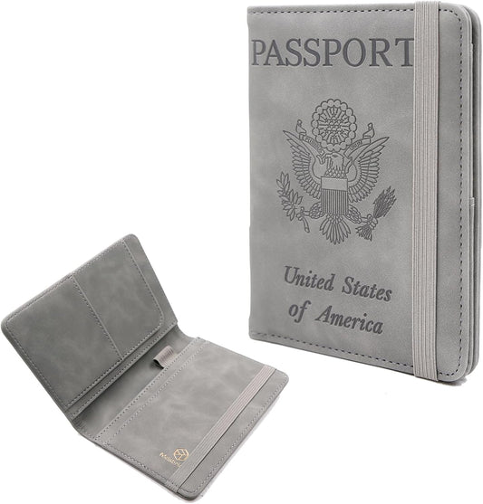 Melsbrinna Premium Leather Passport Holder Covers Case, Waterproof Rfid Blocking Travel Wallet Passport Holder with Pen Holder, Cute Passport Book for Women/Men