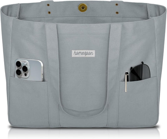 HOMESPON Large Canvas Tote Bag for Women Everything Bag with Pockets and Laptop Sleeve