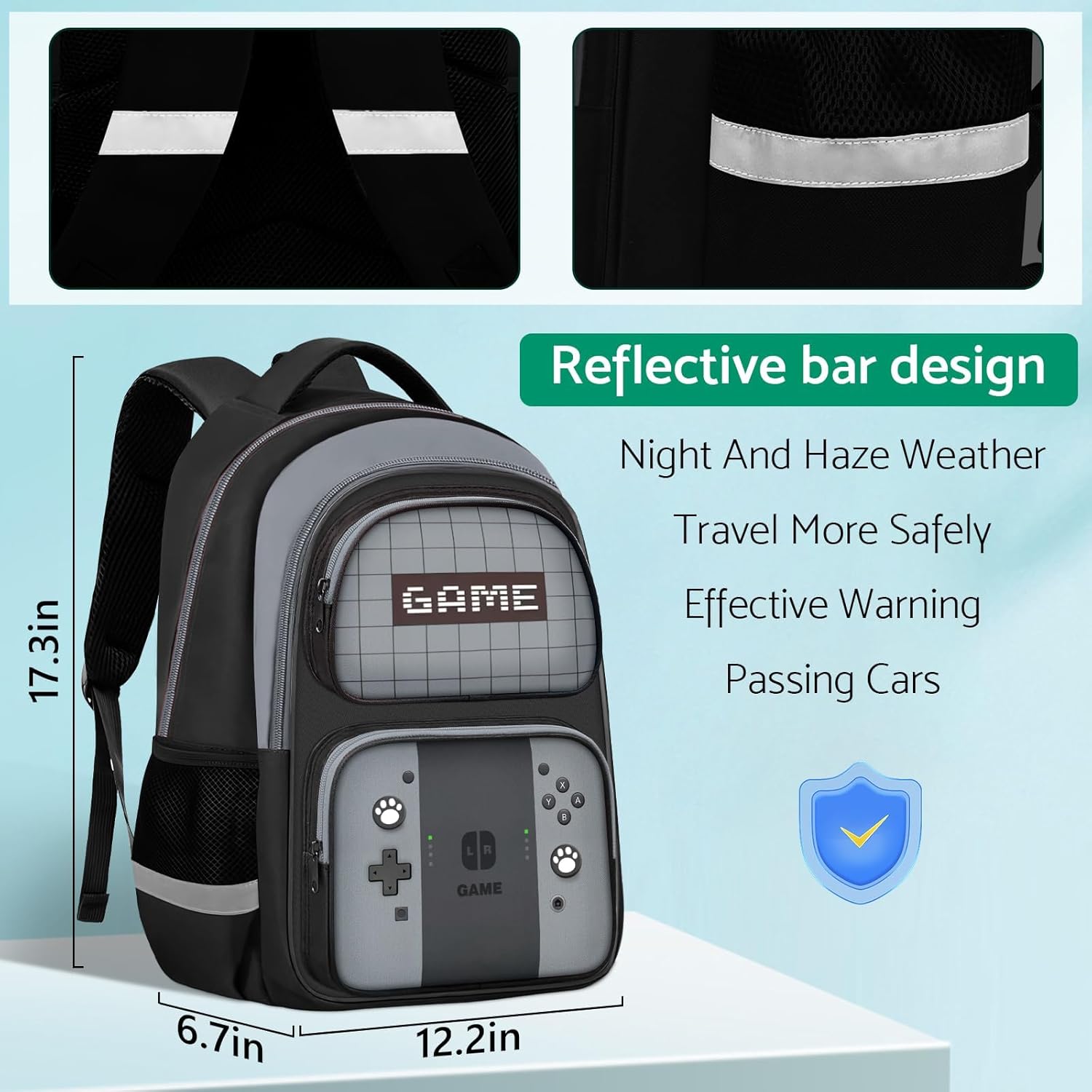 Kids Backpack For Boys，Gamer Boys Backpack For Children Teens Elementary Middle School, 17″