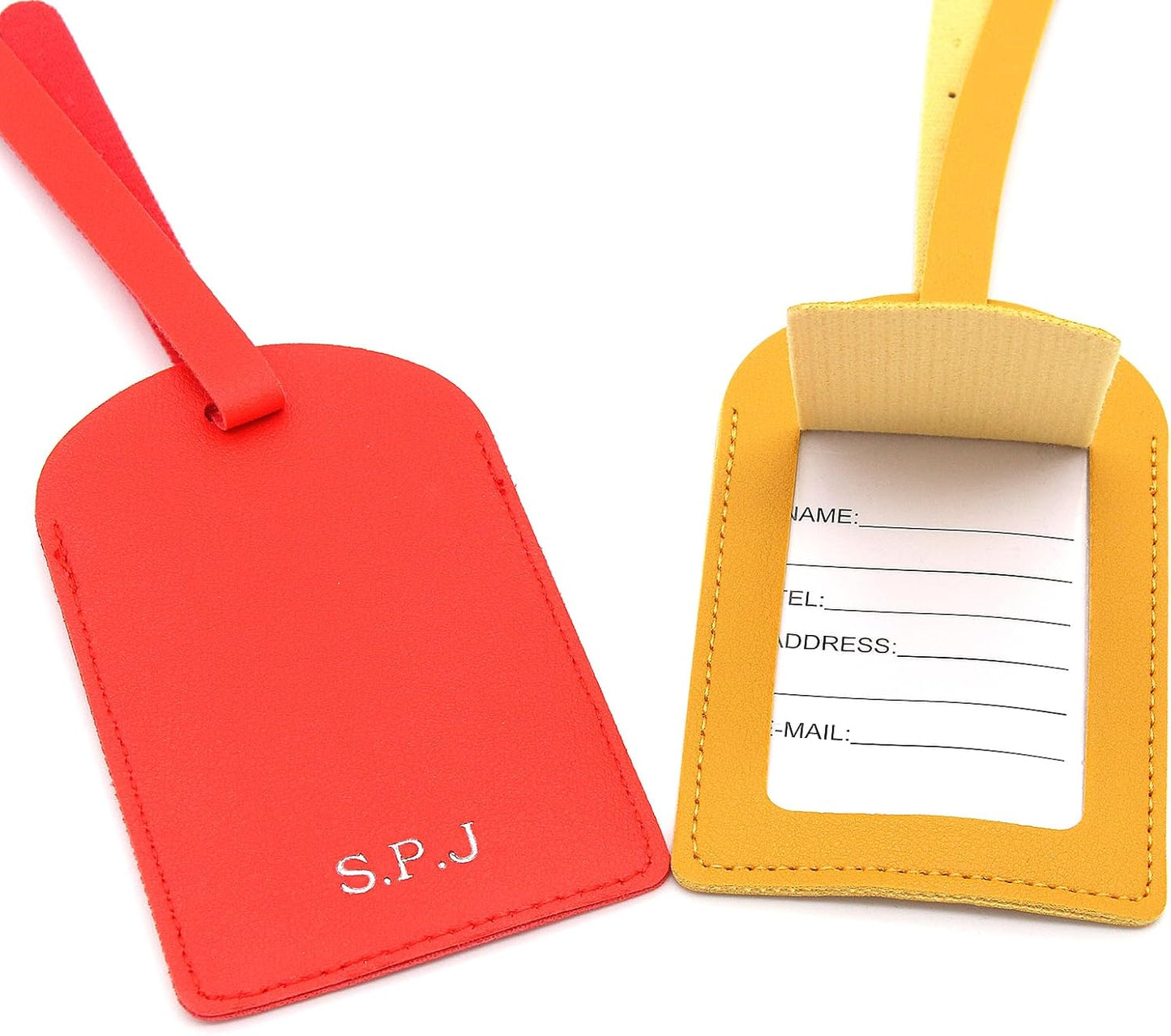 Luggage Tags Personalized PU Leather Name Trave Tags for Suitcase Baggage Handbag Backpacks Bags