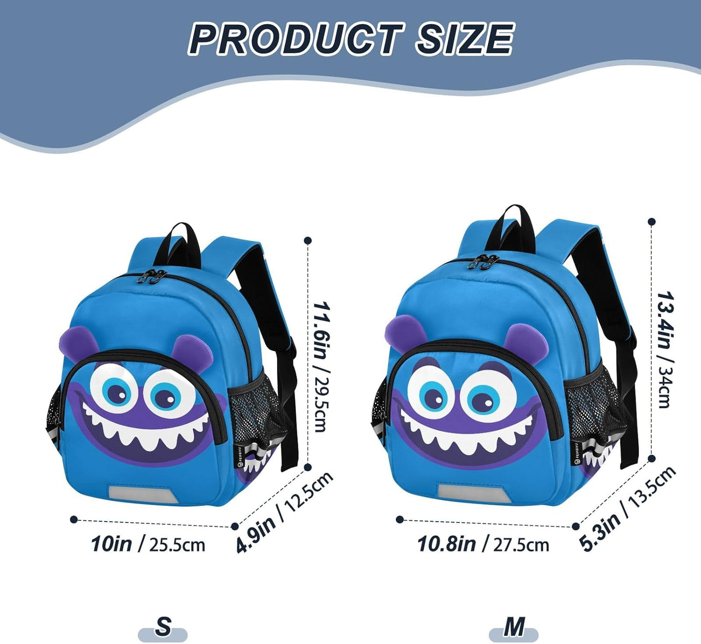 Toddler Backpack Small Preschool Kindergarten Kids Backpacks Monster Blue Bookbag for School