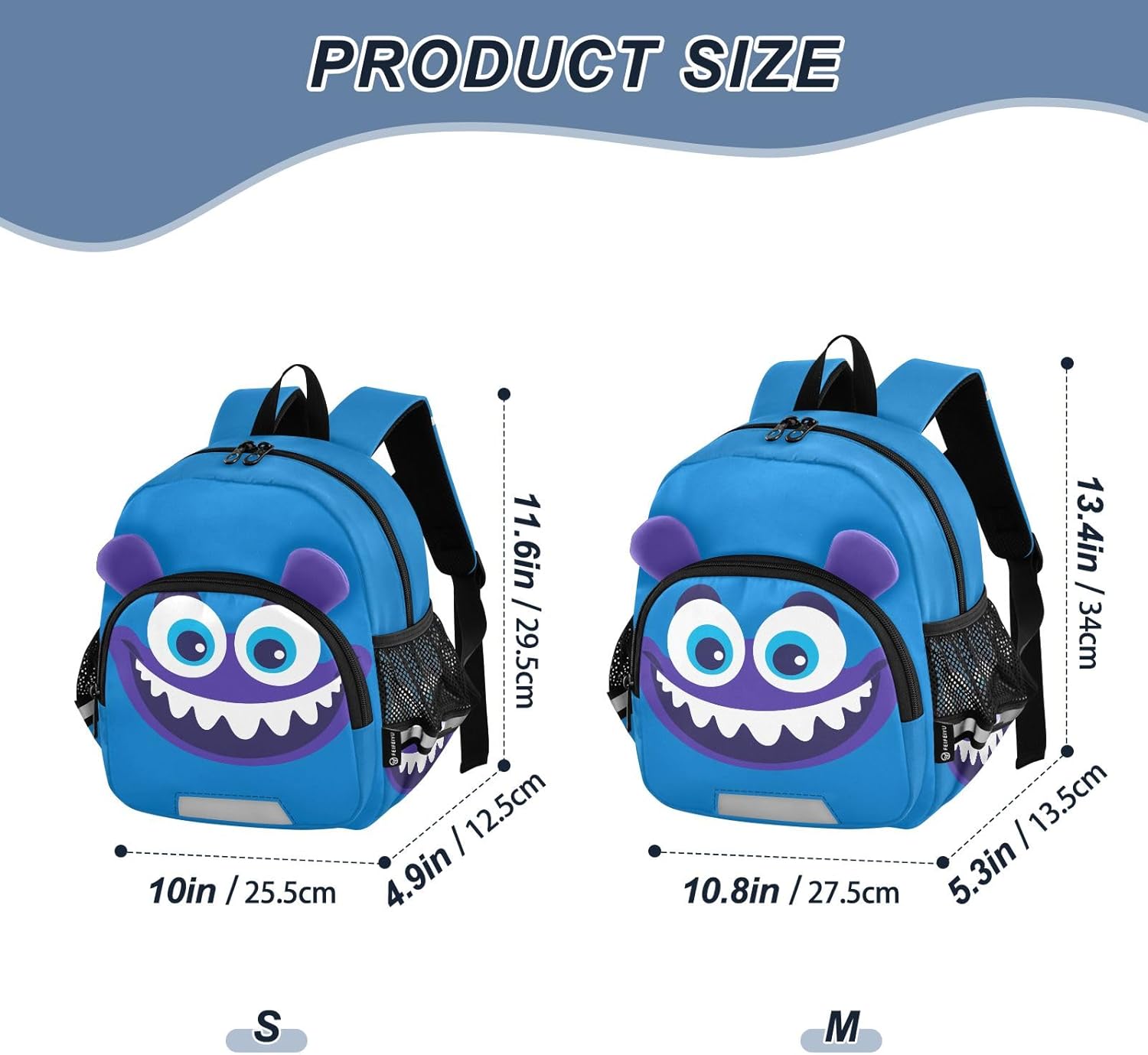 Toddler Backpack Small Preschool Kindergarten Kids Backpacks Monster Blue Bookbag for School