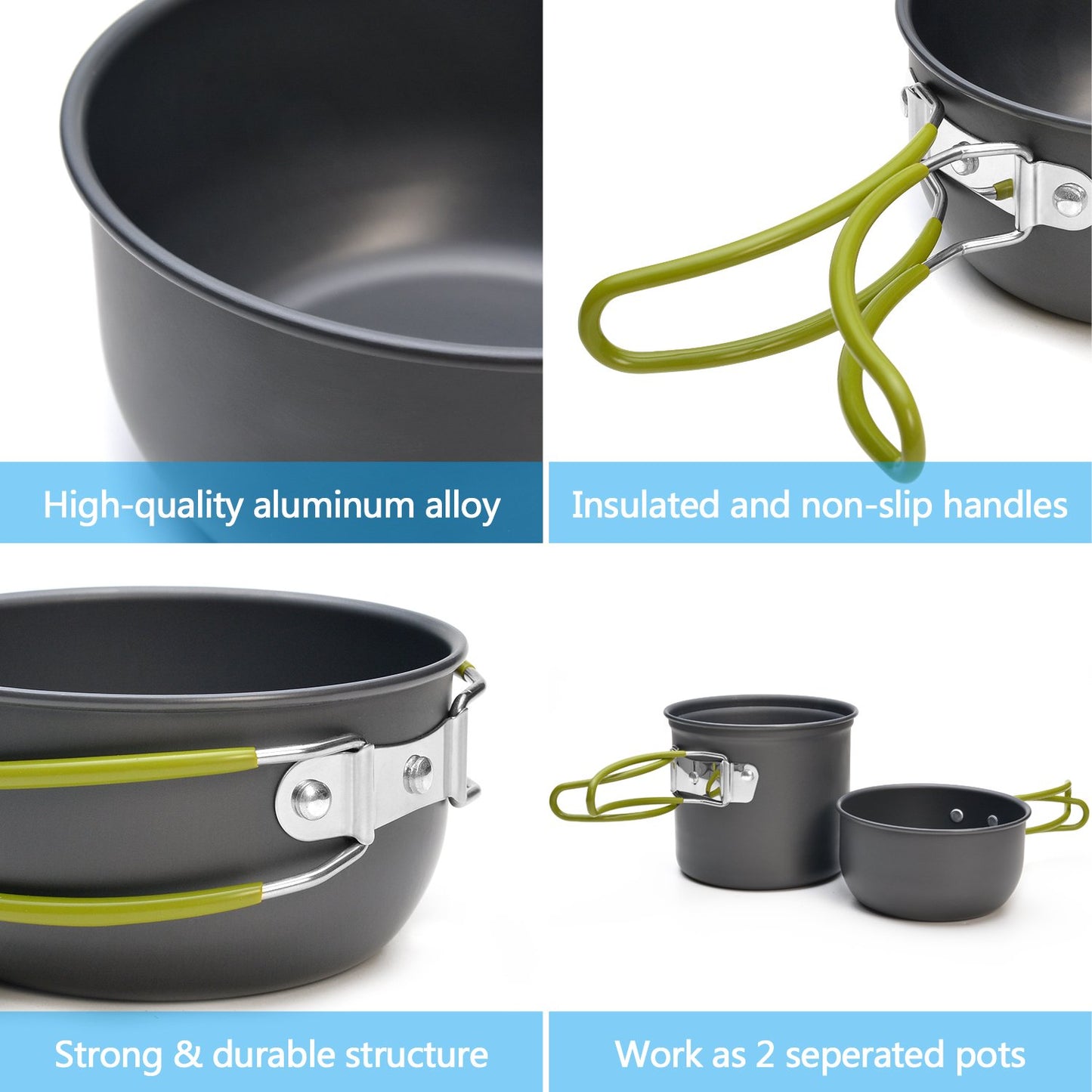 Odoland Camping Cookware Stove Set with 1.2L/0.6L Pot and Protable Stove