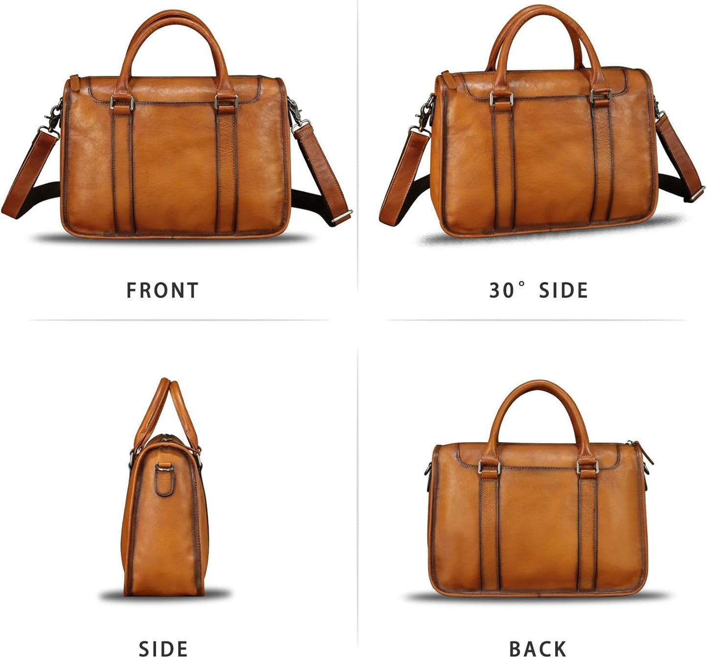 Genuine Leather Messenger Briefcase Bags for Men Vintage Real Leather Shoulder Purse Crossbody Bag Computer Laptop Bag