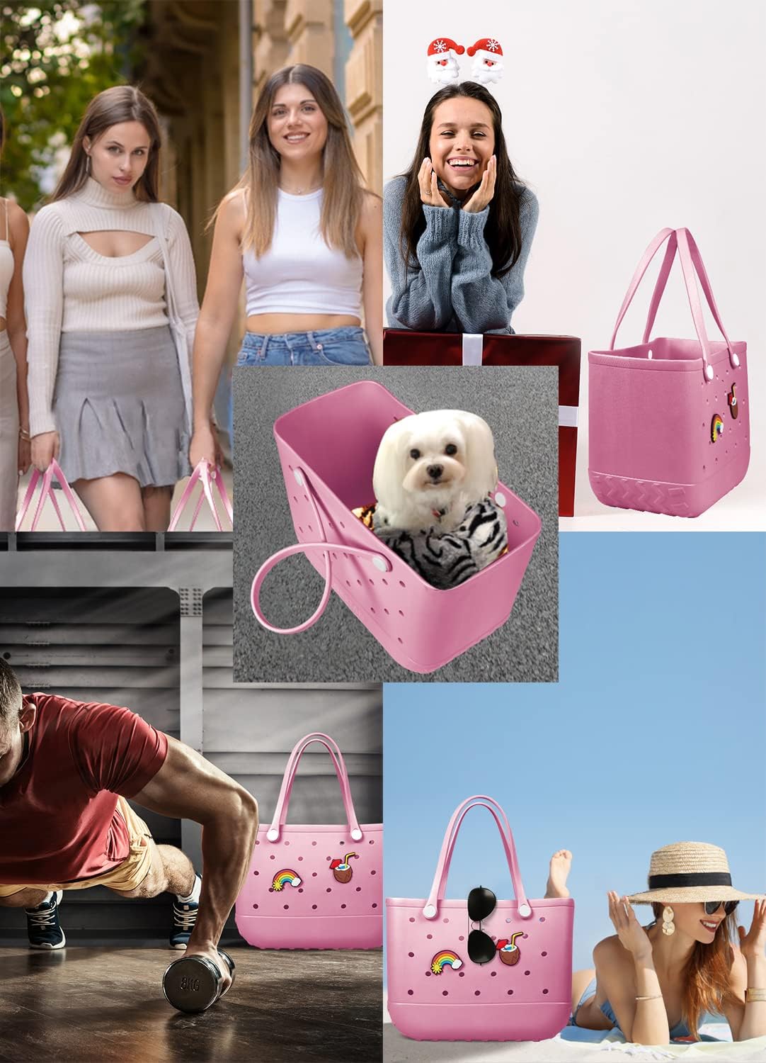Beach Bag Rubber Tote Bag - Waterproof Travel Bag for Women Washable Tote Bag Handbag for Sports Beach Market Pool