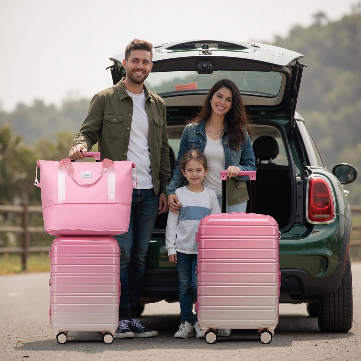 LARVENDER Luggage Sets 5 Piece Hardside Expandable Suitcase with Wheels Lock,PC+ABS Hardside