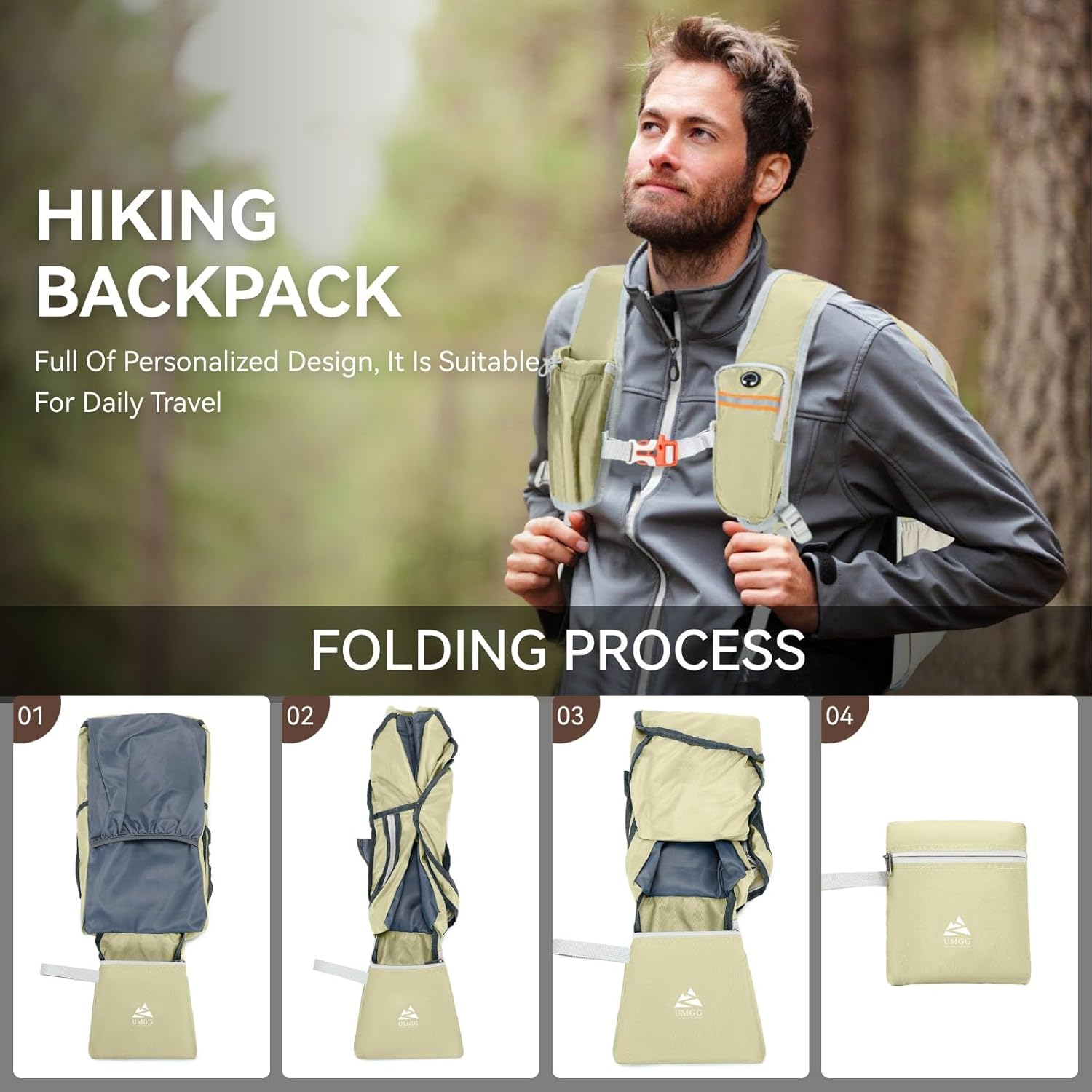 15L Small Hiking Backpack for Men Women Lightweight Packable Backpack Foldable Casual Daypack for