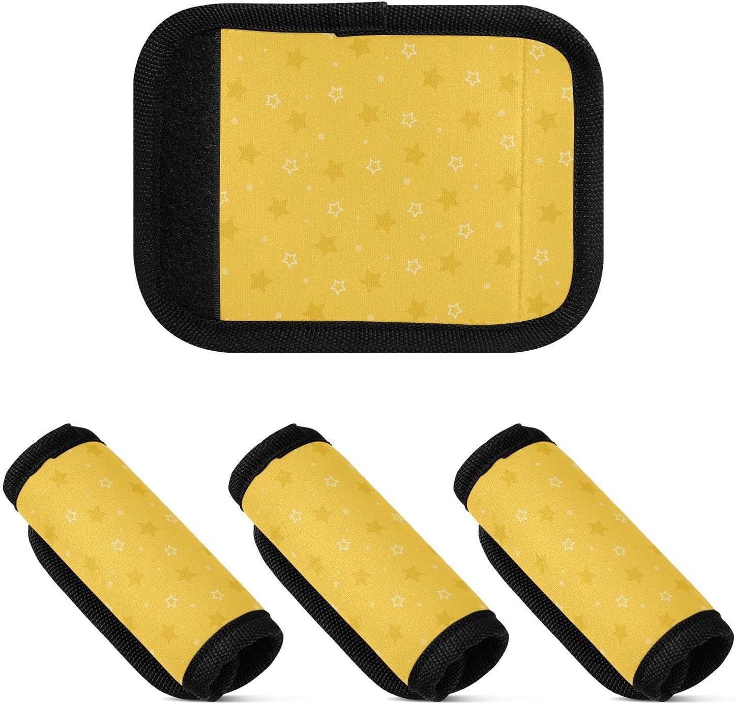 4 PC Luggage Handle Wrap Luggage Handle Covers Tags for Suitcase Bags Travel Luggage Handle Identifier Gripper Yellow Stars
