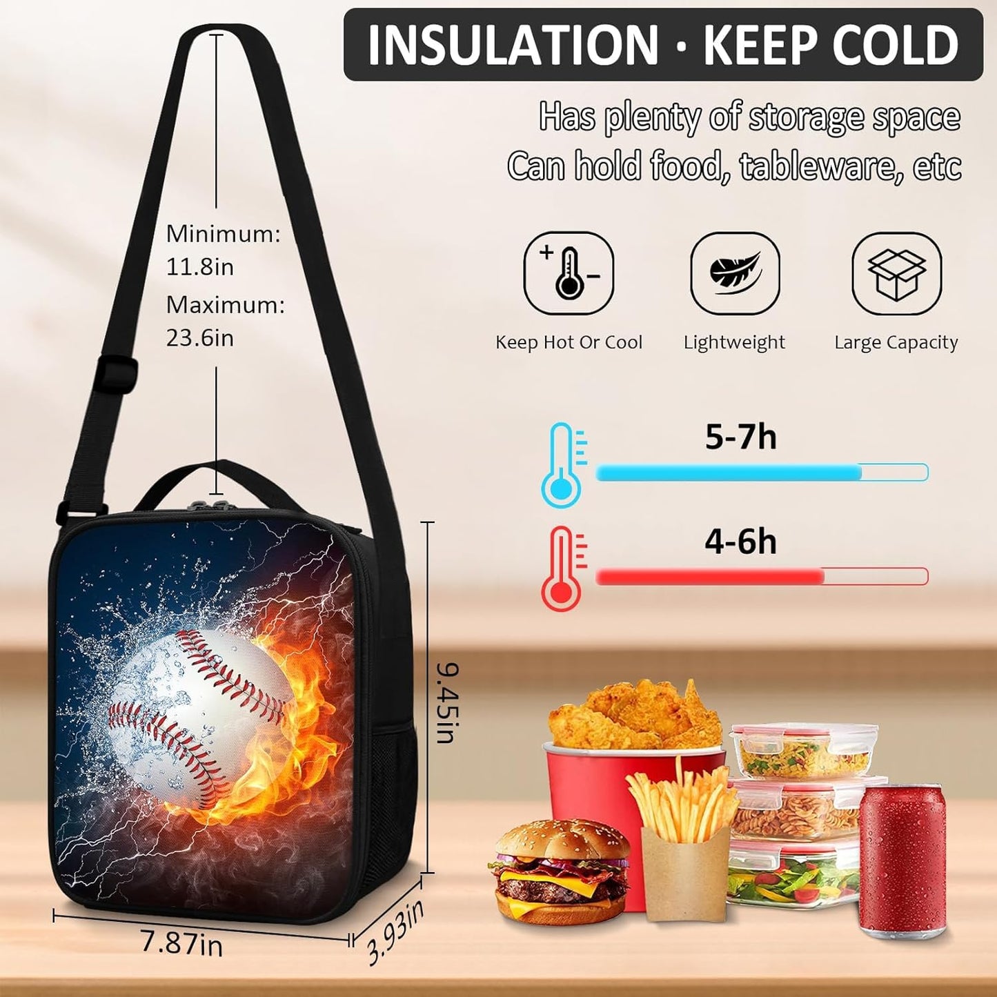 School Backpack for Boys - 4pcs Baseball Boys Backpack with Lunch Box and Pencil Case for Kids Children Teens Elementary Middle School - Students Bag for Ages 6-18,17″Bookbag Travel Back Pack