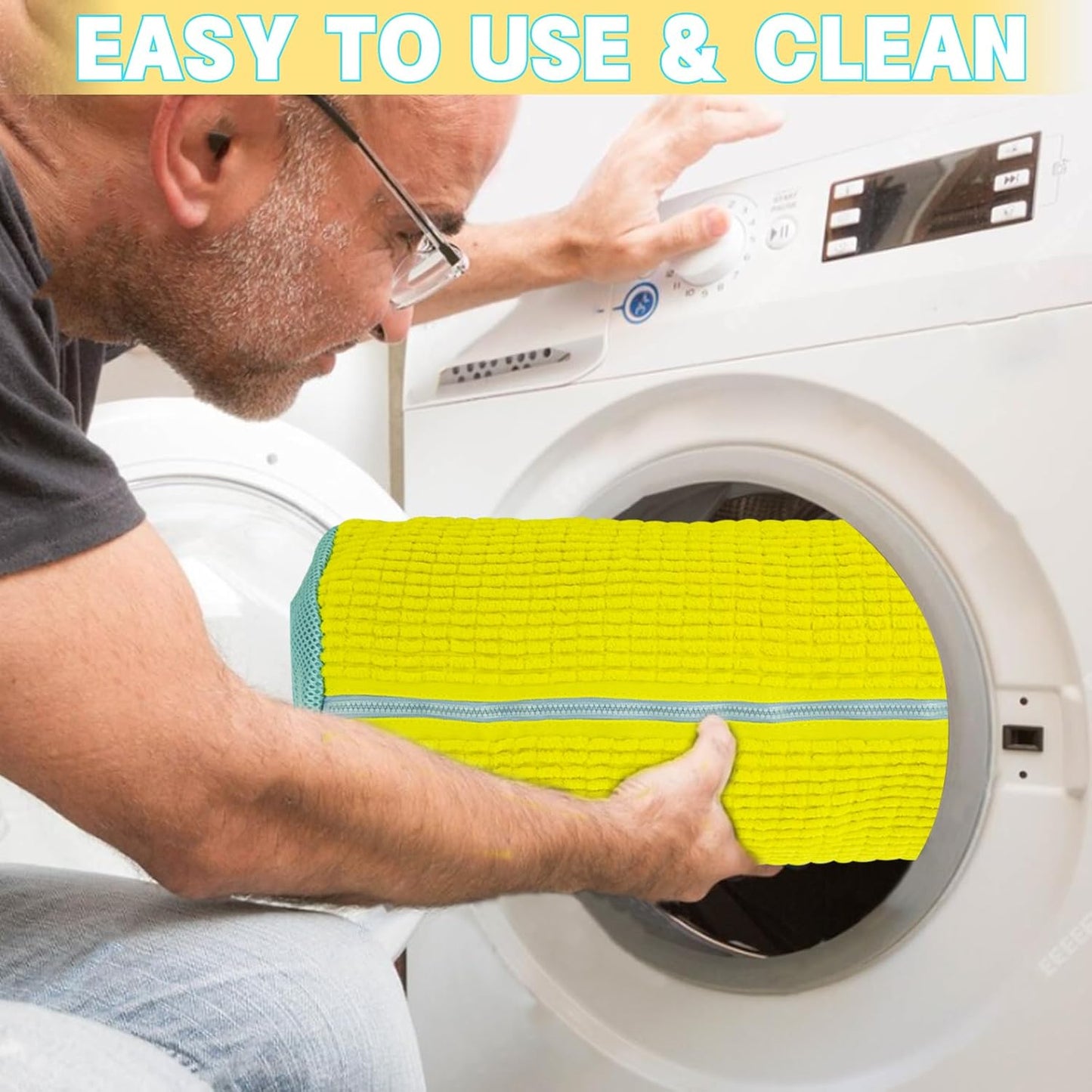 2PCS Shoes Washing Machine Bags, Laundry Shoe Bag for Washer and Dryer, Reusable and Durable Zipper Sneaker Shoe Washing Bag, Tennis Shoes Cleaning Bag for All Shoe Types (Yellow)