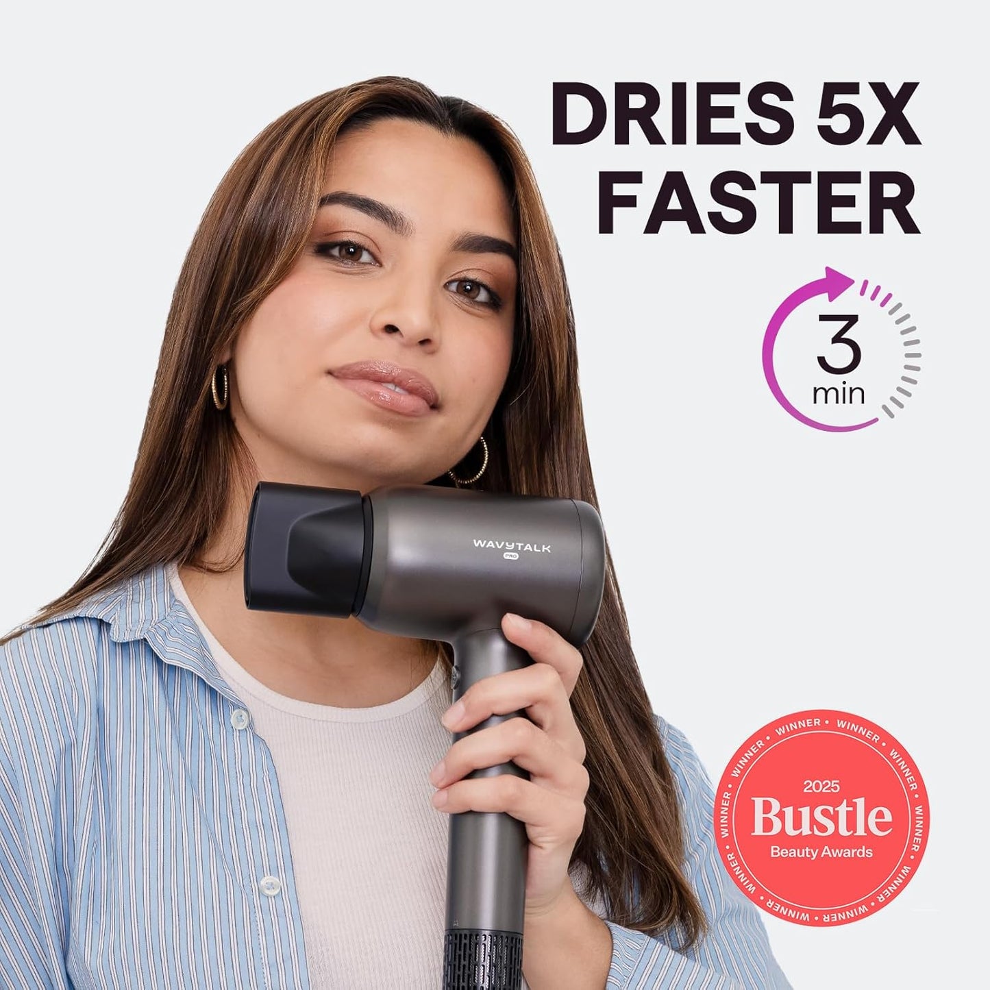 Hair Dryer, Wavytalk Turblow Pro Fast Drying Blow Dryer with Diffuser, High Speed Hair Dryer with 110,000 RPM, Pro Negative Ions for Reduces Damage, Frizz Smoothing, 3 Speeds & 3 Temps, Matte Grey