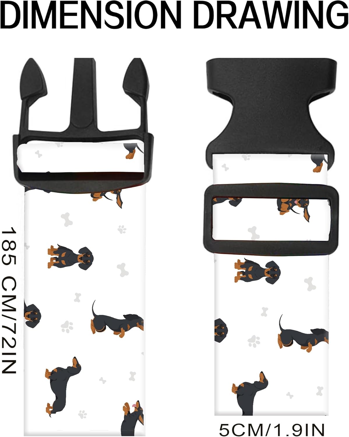 Luggage Straps for Suitcases, Adjustable Travel Belt, Durable Wide Luggage Strap, Cute Suitcase Strap Identifiers with Buckle, Bag Straps for Luggage, Cute Dogs