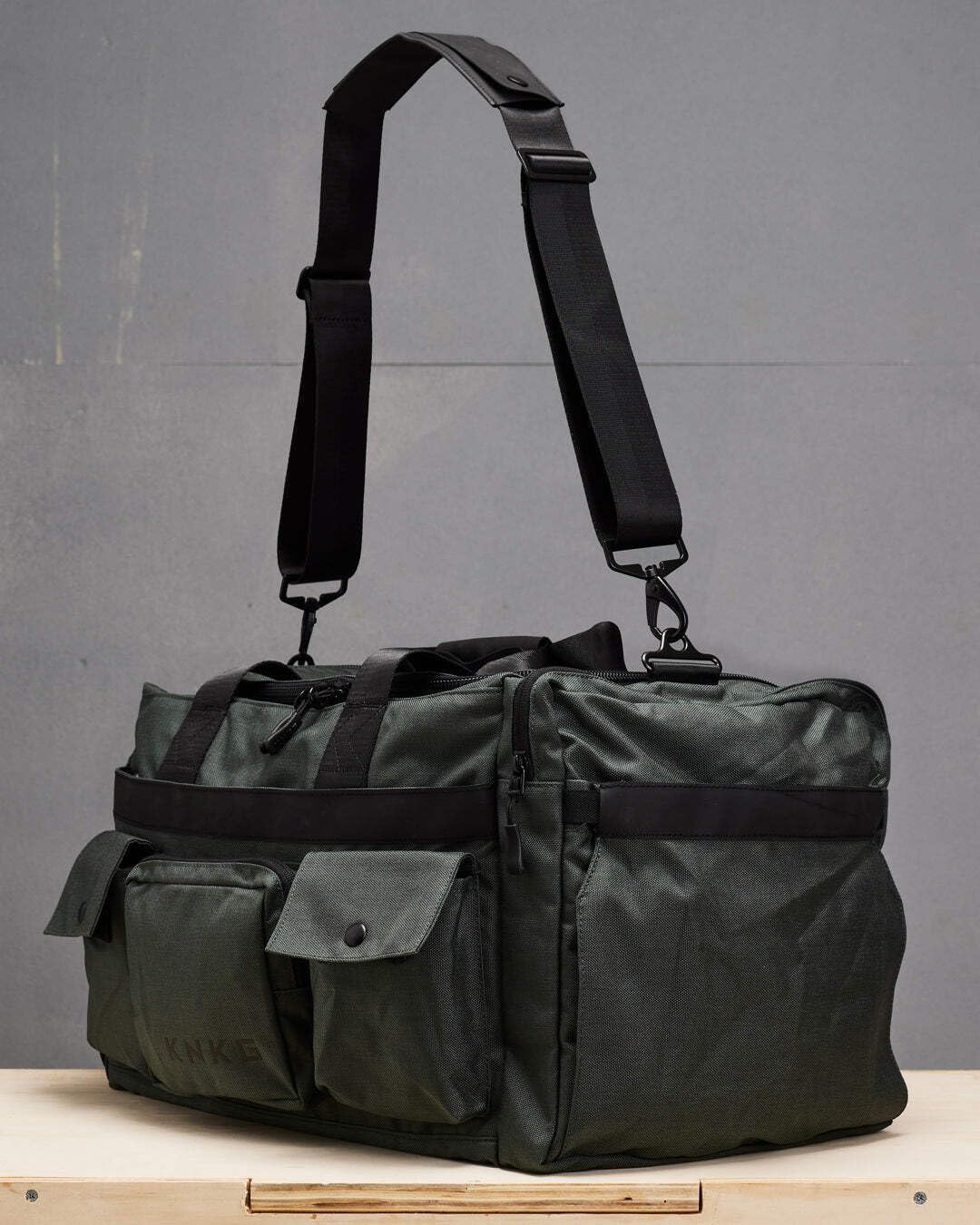KNKG PLUS 63L Large Duffel Bag – Spacious, Durable Gym Bag with Dual Shoe Storage, Multiple Compartments & YKK Zippers for Fitness & Travel - Redwood (Charcoal, Medium 45L)