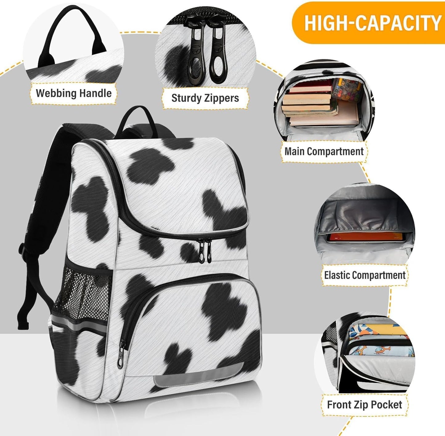 Cow Print Cute Backpack For Girls Kids Backpack Boys Teen School Bag Bookbag Travel Daypacks