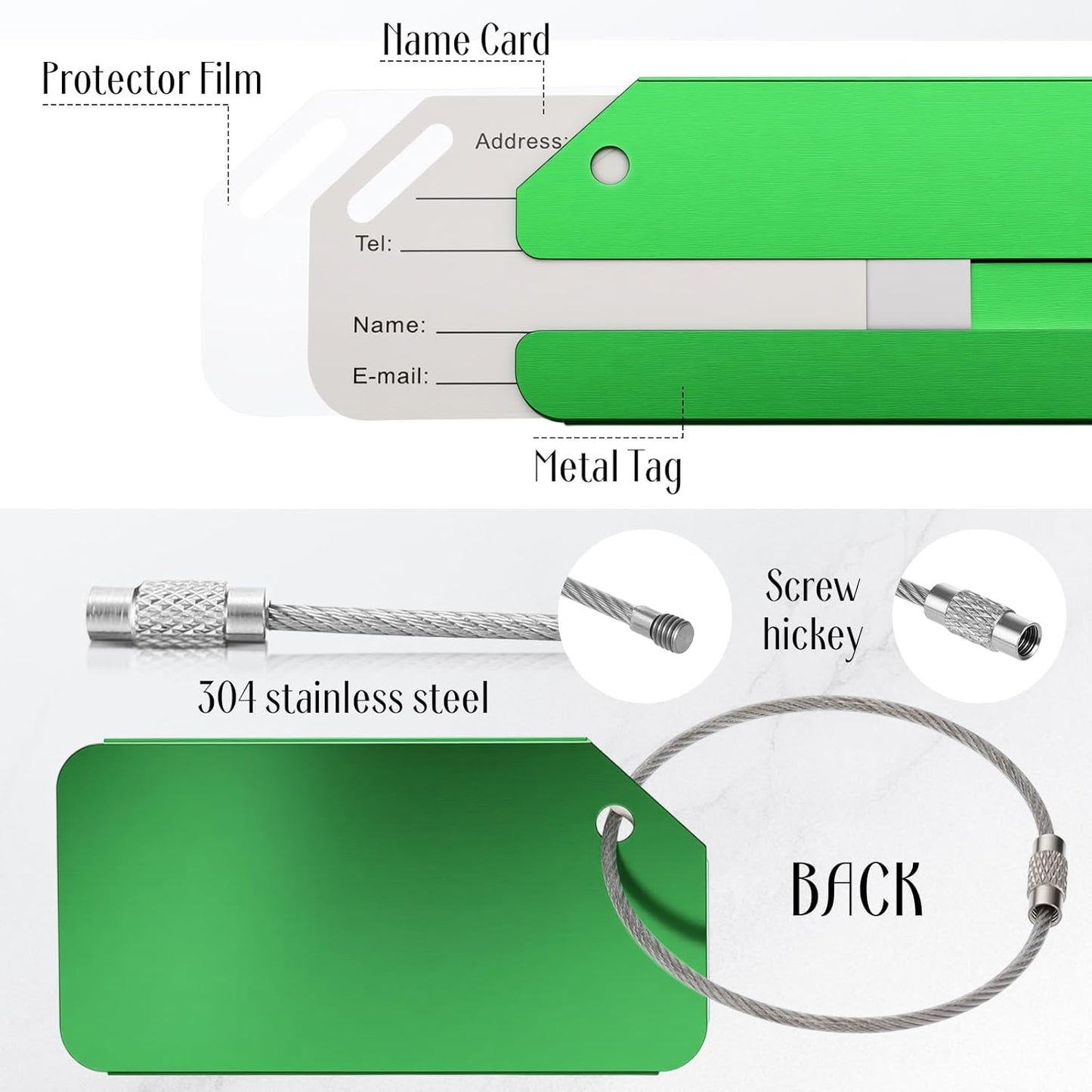 Weewooday 12 Pcs Luggage Tags Business Card Holder Aluminum Metal Travel ID Bag Tag for Suitcases Travel Luggage Baggage Identifier (Blue,Red,Green,Gold,Orange,Purple)