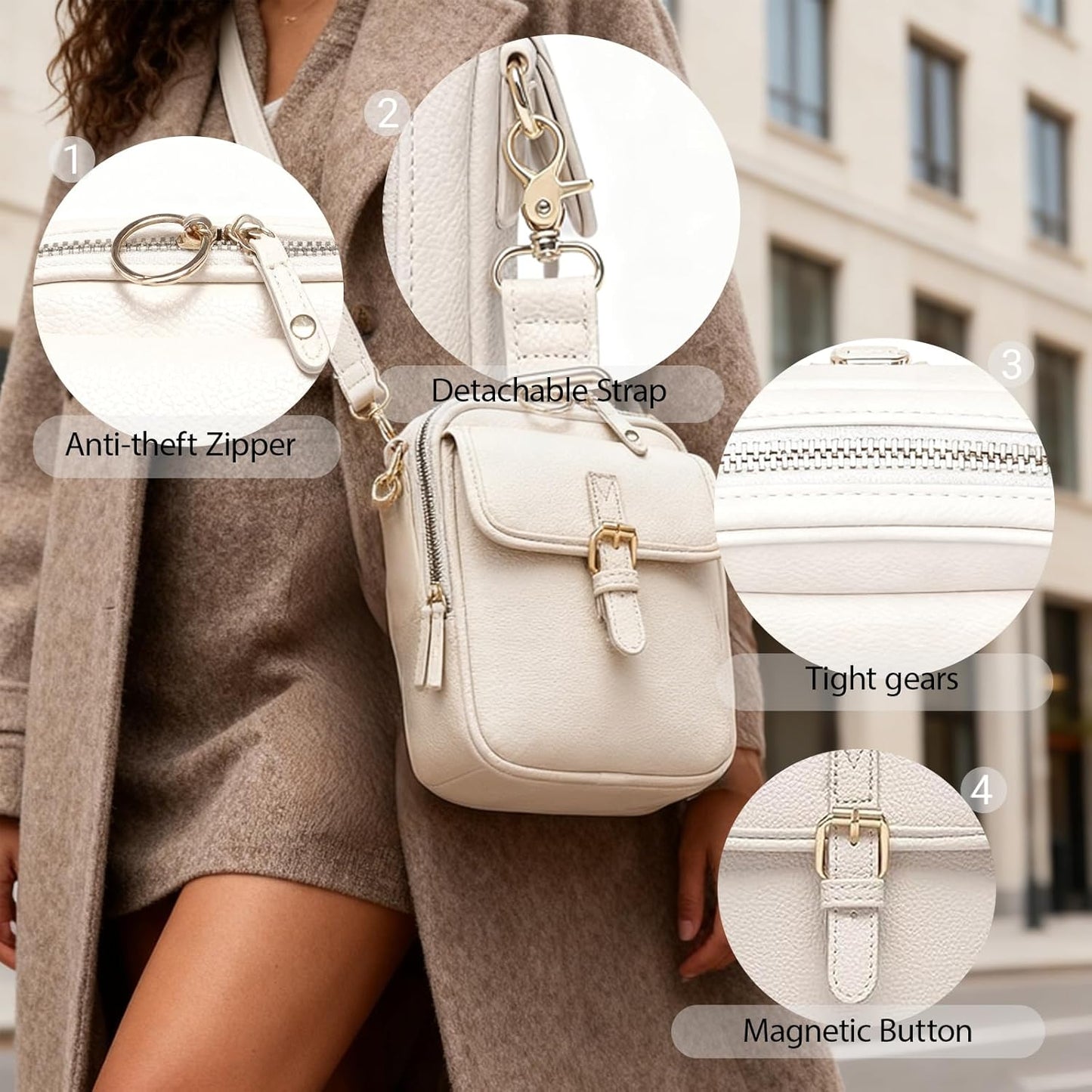 Crossbody Leather Bag - Anti-Theft Messenger Bag with Large Capacity, Mini Vintage Shoulder Messenger Women Bags for Women