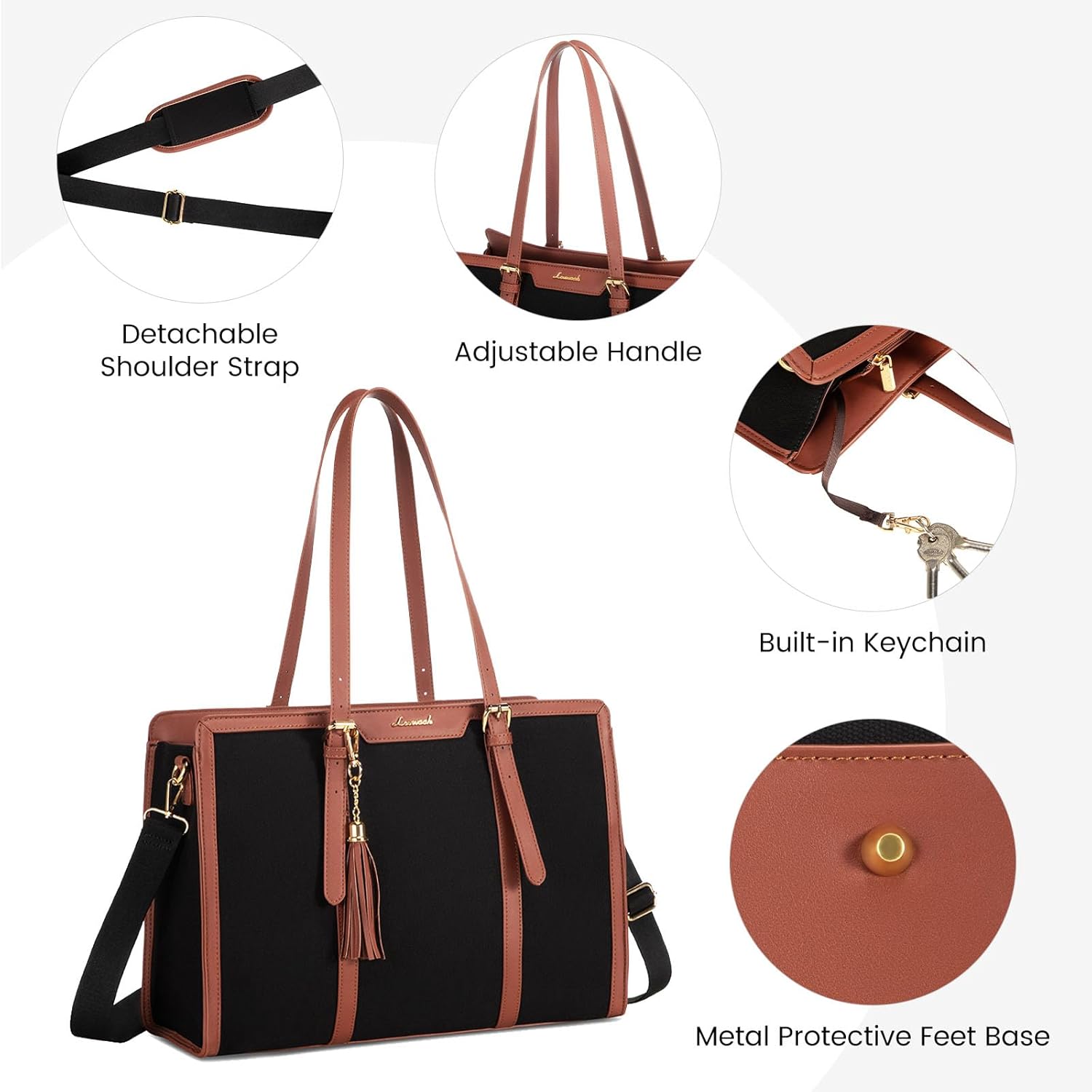 LOVEVOOK Laptop Bag for Women 15.6 inch Lightweight Canvas Laptop Tote Bag, Large Capacity Computer