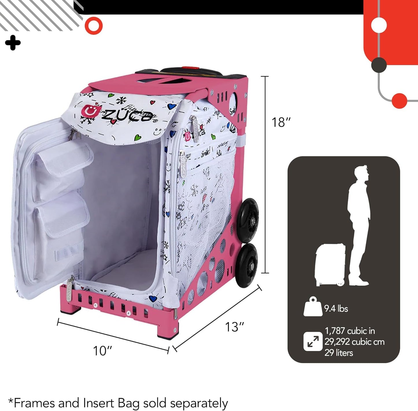 ZUCA Sport Frame with Built-in Seat (Choose Your Color), for Any Sport Insert Bag - (Insert Not