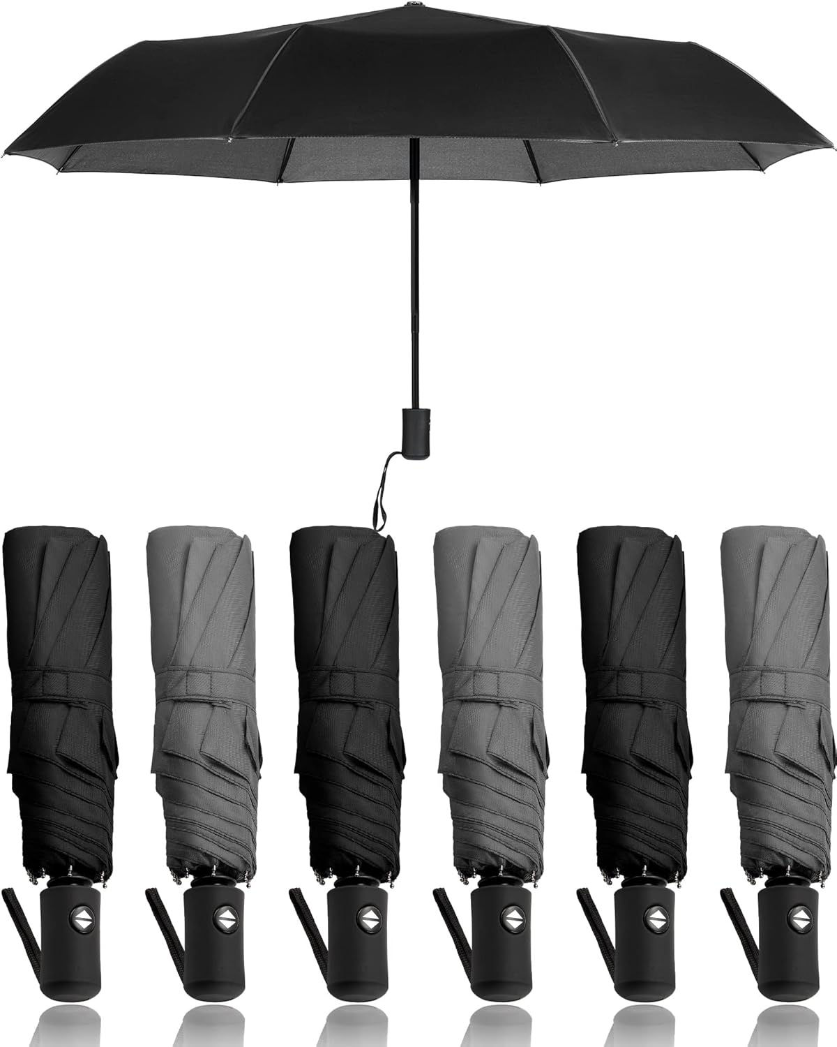Reginary 6 Pack Umbrella Bulk Windproof Travel for Rain Automatic Open and Close Umbrella