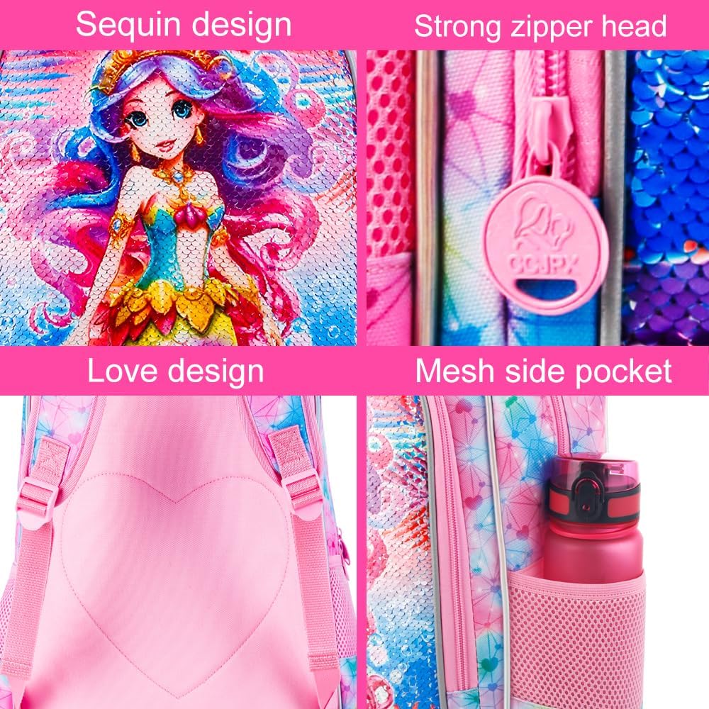 WZLVO Kids Backpack for Girls,Prechool Elementary Kindergarten School Bookbag and Lunch Box