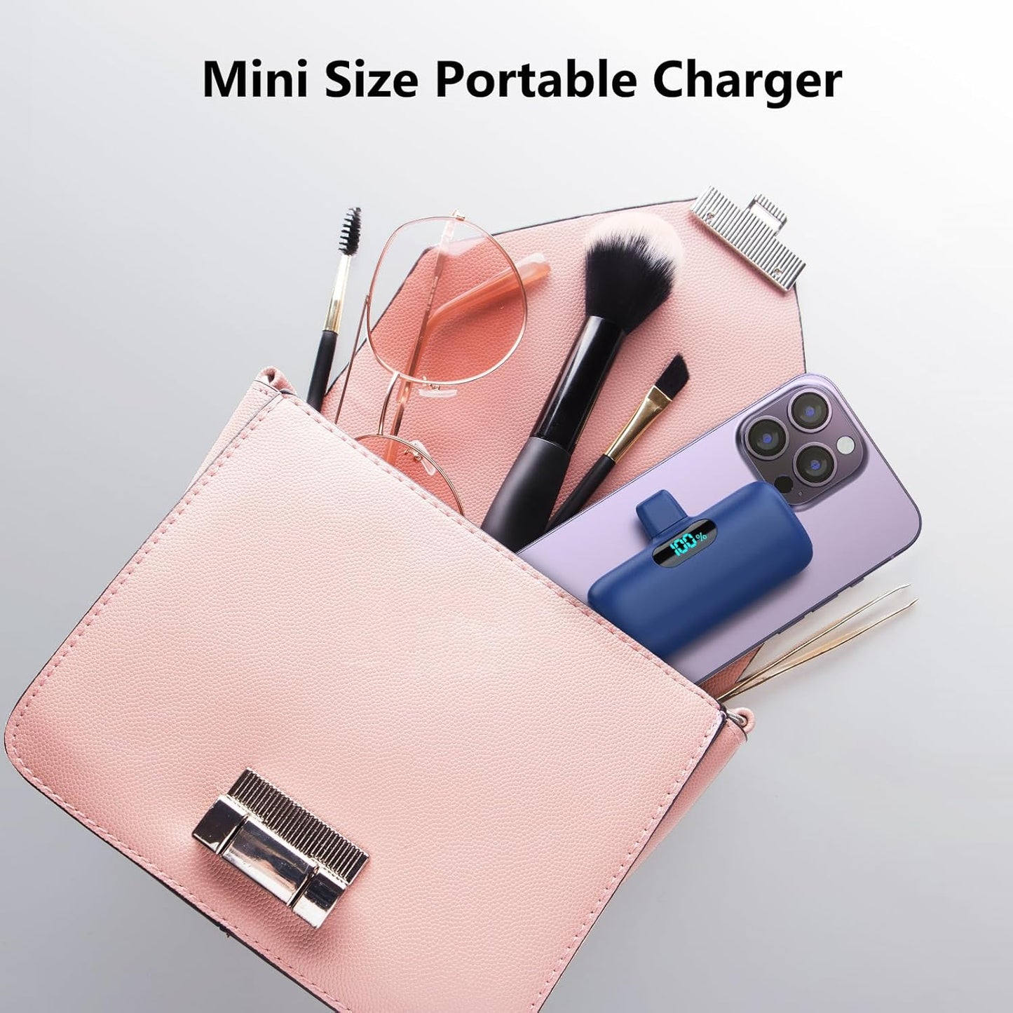 Mini Portable Charger USB C Power Bank,Upgraded 5000mAh PD Fast Charging Battery Pack Built-in USB-C Connector Travel Essential for iPhone17/17Pro/17Pro Max/Air/16 Plus/16Pro Max/15 Series Android