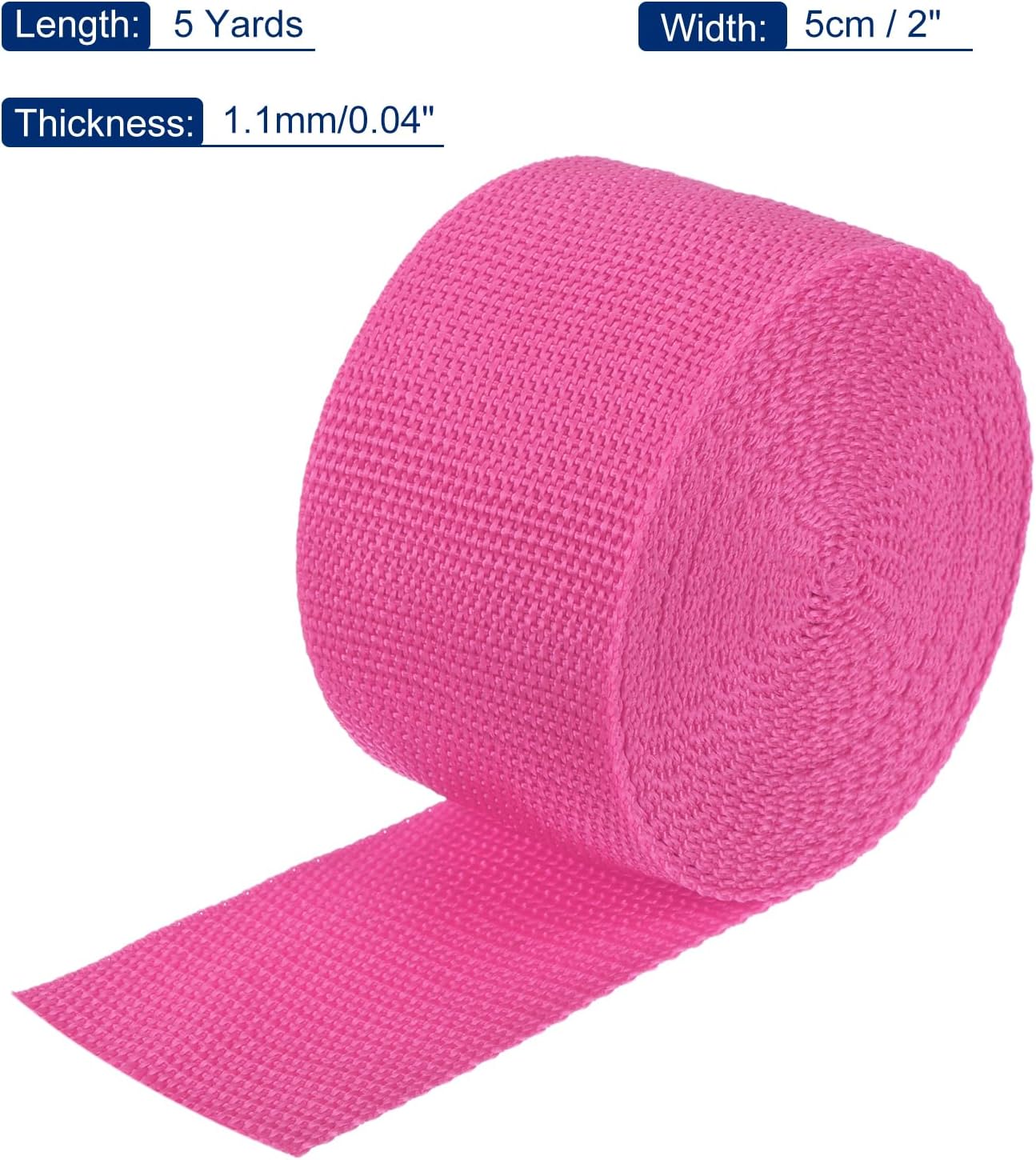 MECCANIXITY Lightweight Polypropylene Webbing Strap 2" 5 Yard Backpack Strapping Band Rose Red for Outdoor Luggage Cargo Straps
