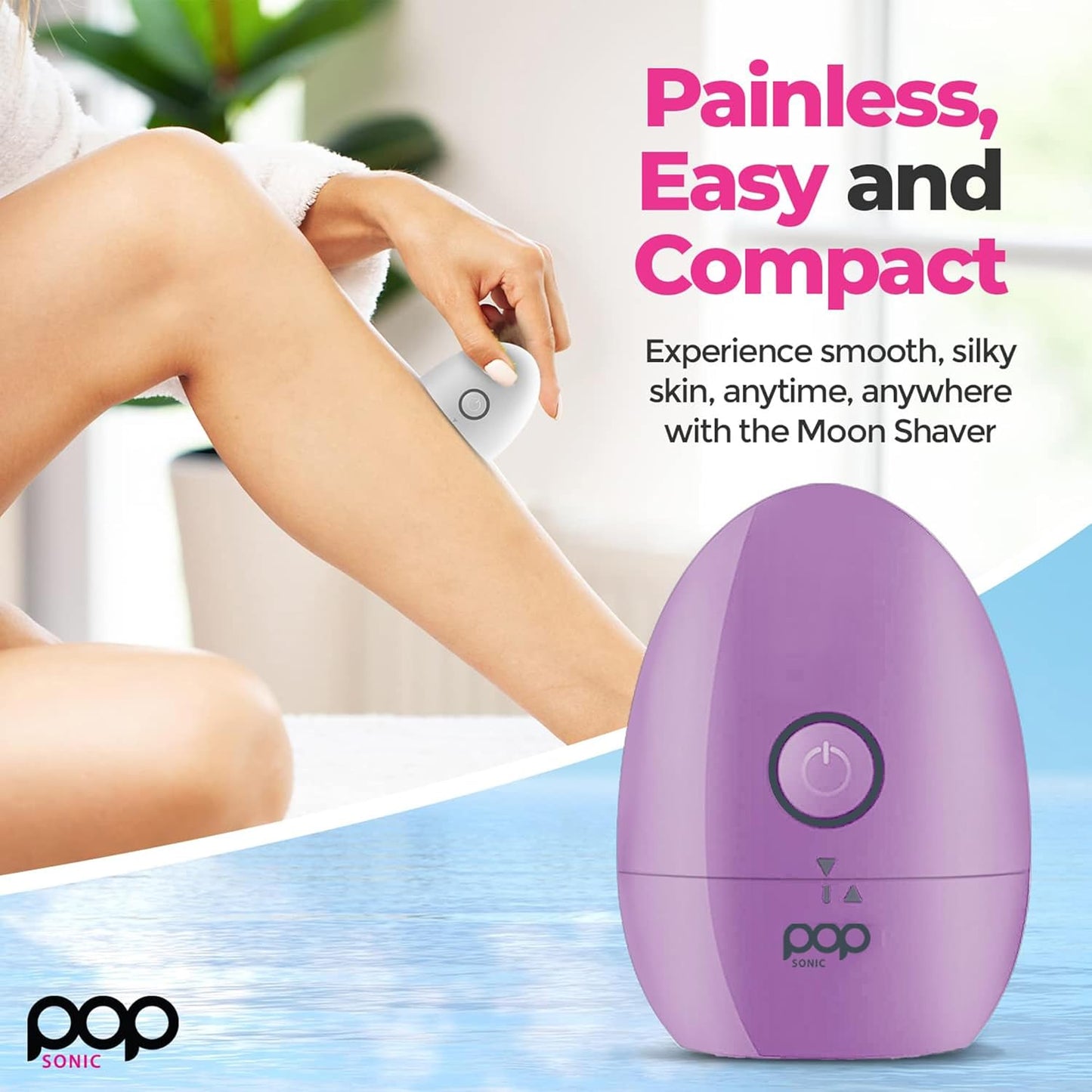 Pop Sonic Moon Shaver (Lavender) - Face & Body Shavers for Men & Women - 3 Floating Rotary Heads Face Shaver w/Removable Cap - Long Lasting Lithium-ion Battery Portable Electric Shaver & Leg Shaver