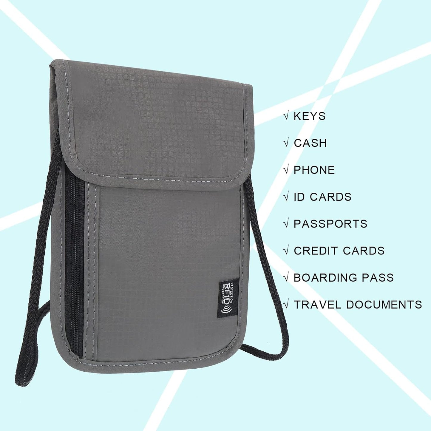 PATIKIL Neck Wallet, Passport Holder Neck Pouch RFID Blocking Waterproof Neck Travel Wallet for