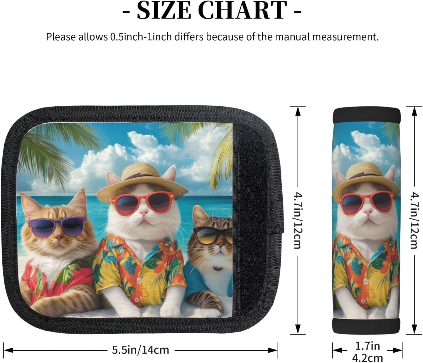 Cute Cats Beach Sunglasses Luggage Handles Wrap Grips For Suitcases Luggage Travel Accessories For Airplane 2pcs