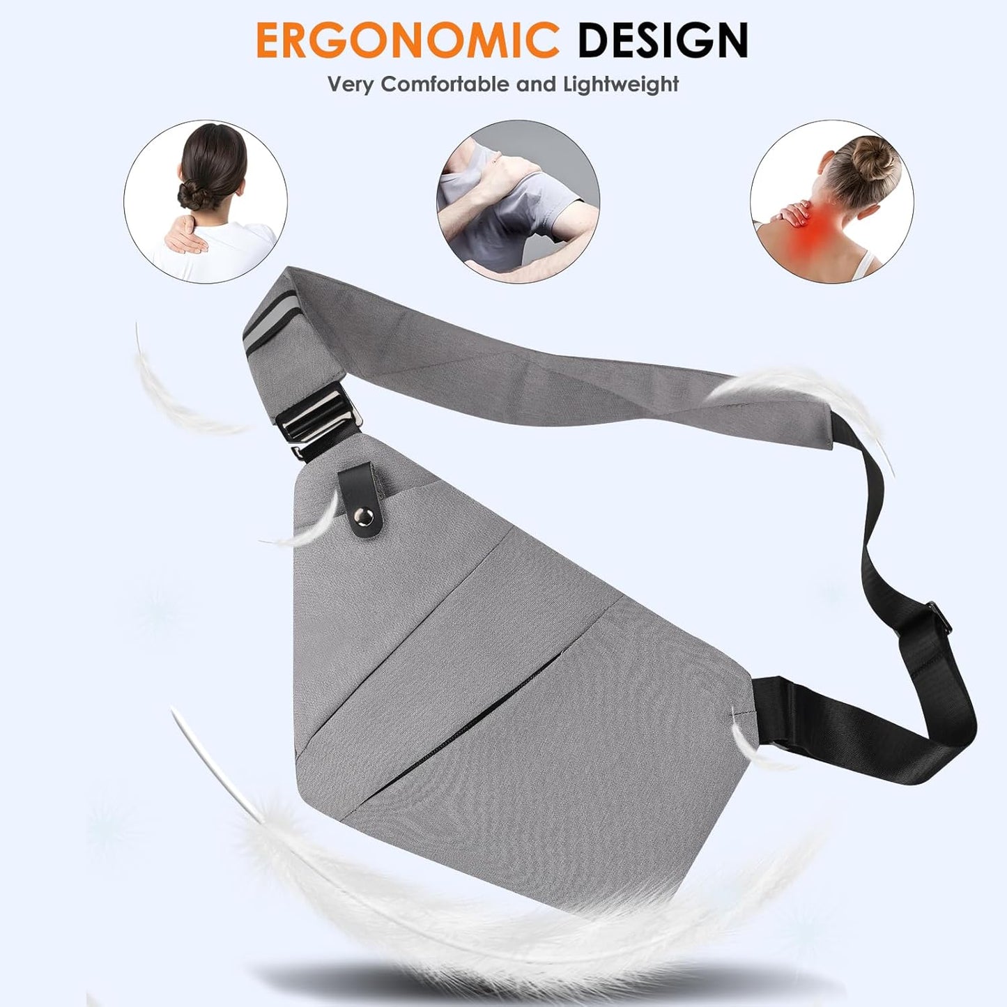 Sling Bag Anti-Theft Crossbody Bag for Women Men Sling Backpack Multipurpose Travel Essentials Hiking Chest Bag Daypack