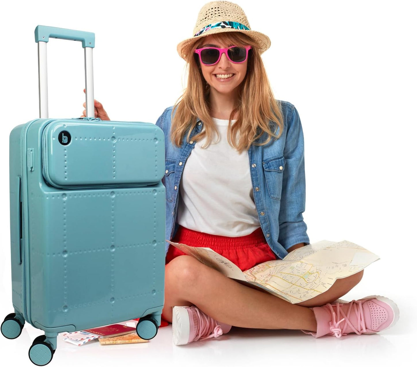 World Traveler Dejuno Smart 20-Inch Carry-On Luggage with USB Ports - Glacier