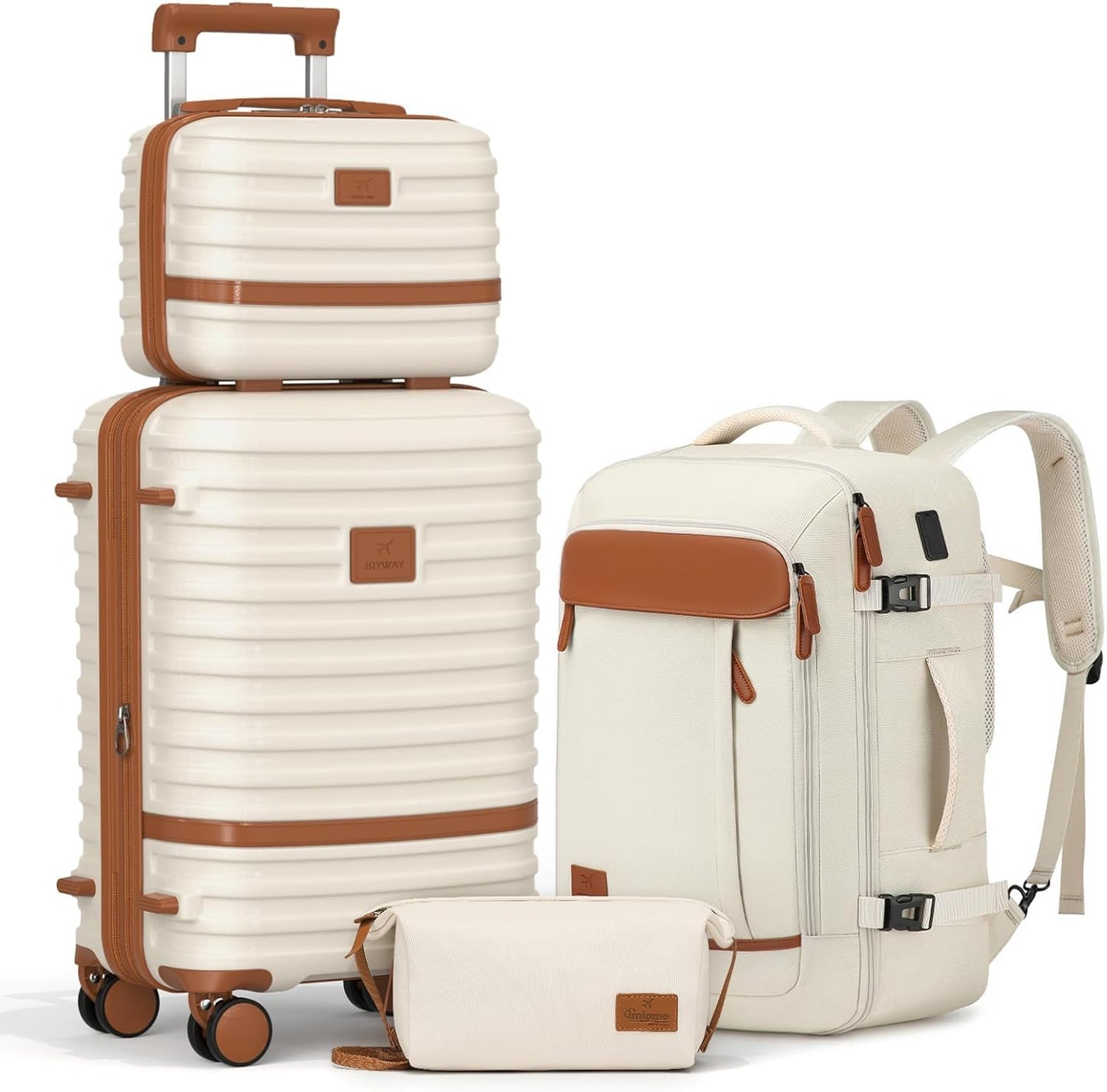 Joyway Expandable Carry on Luggage Sets Airline Approved, Lightweight Hard Shell 20 Inch Carry-on Suitcase with Spinner Wheels, White