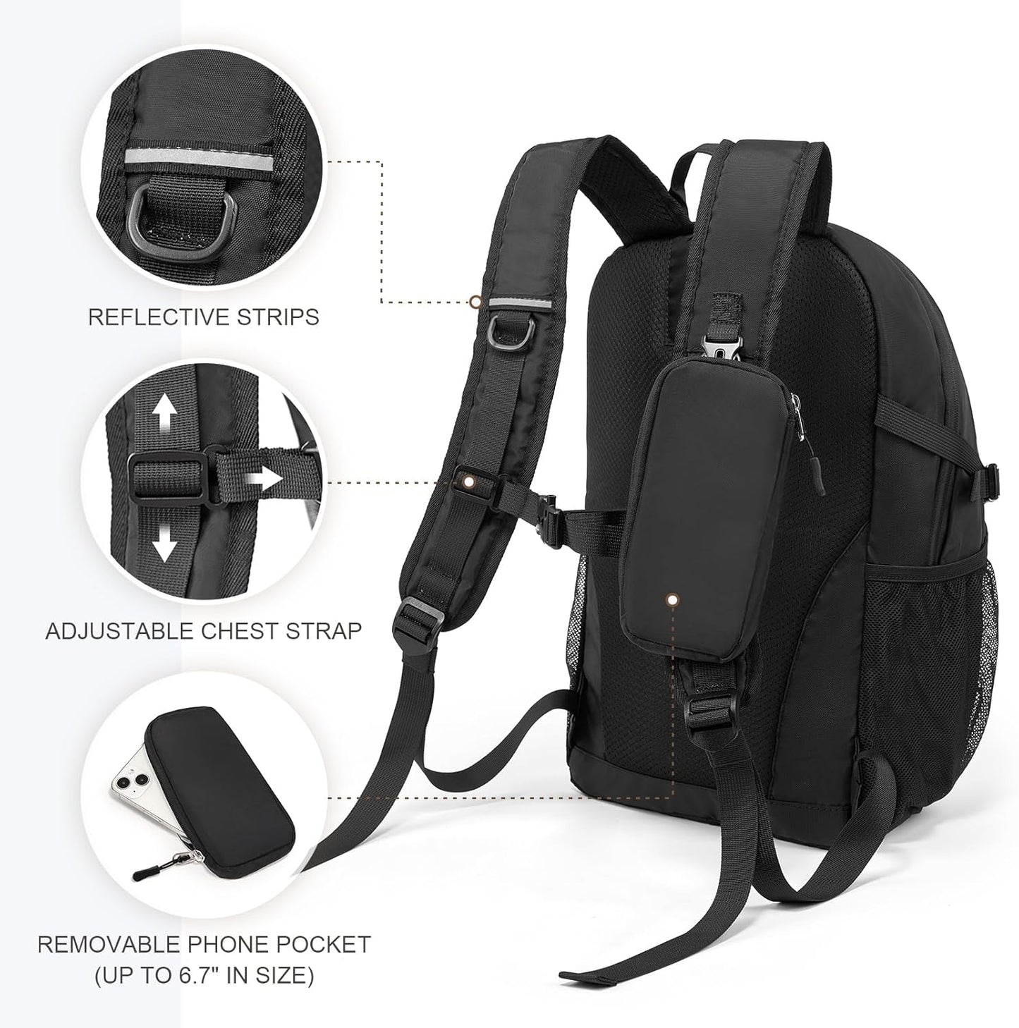 Hiking Backpack for Women Men 20l with Removable Phone Pocket Lightweight Small Travel Backpack Hiking Daypack for Women Men