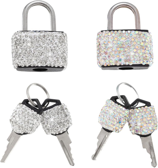 2 Pcs Small Locks with Keys Mini Luggage Locks Bling Keyed Padlock with Key Metal Lock for Locker Suitcase,Backpack,Boxes,Laptop Bag(White+Colorful)