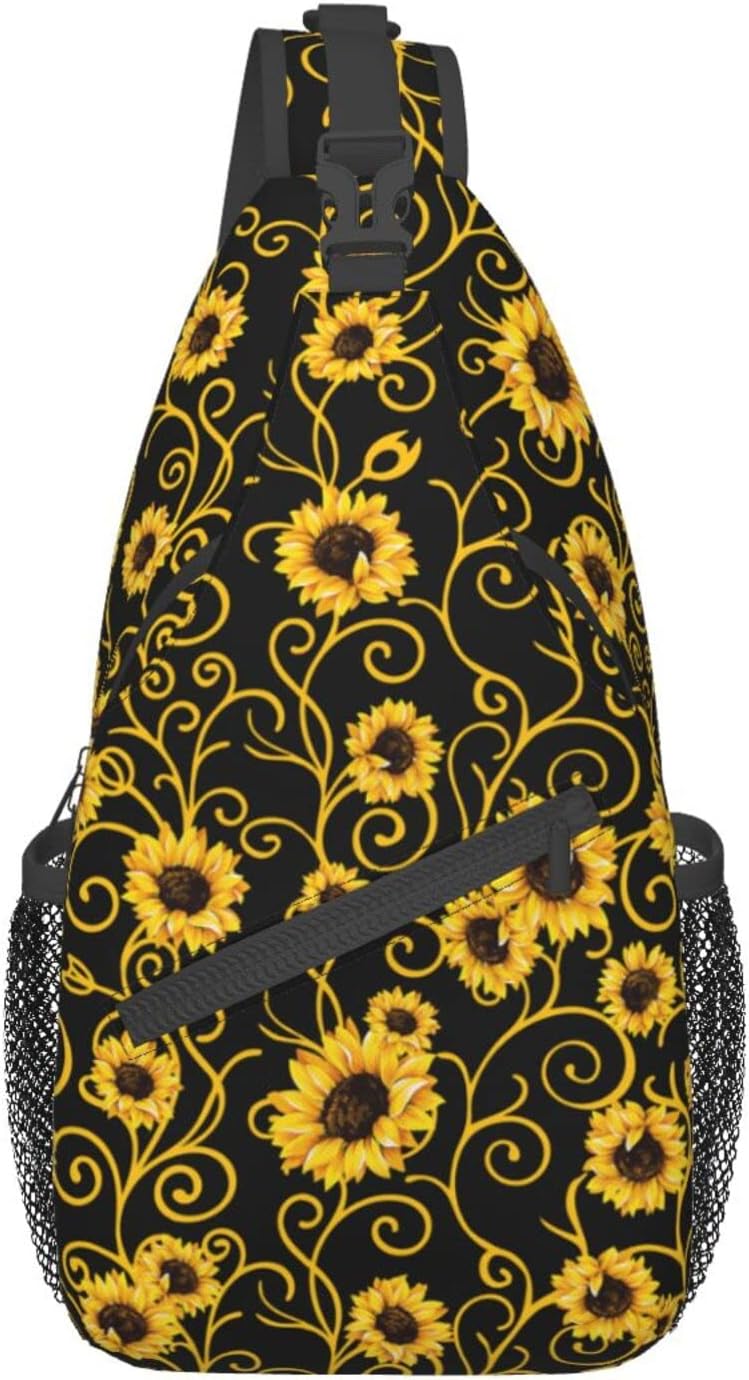 Sunflower Sling Bag Travel Sunflower Crossbody Bag Chest Daypack Hiking Shoulder Bag For Men Women
