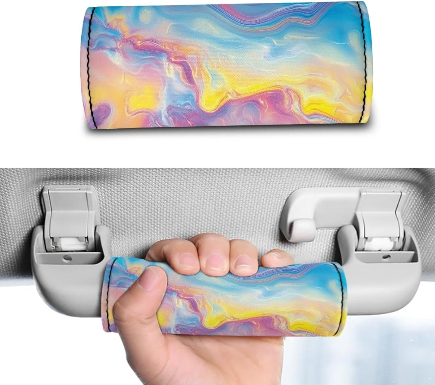 Colour Swoosh Suitcase Protective Cover Set, Colorful Luggage Handle Wraps for Suitcase Potable Luggage Makers Covers Wraps Travel Accessories Set 2 Pcs for Girls Women