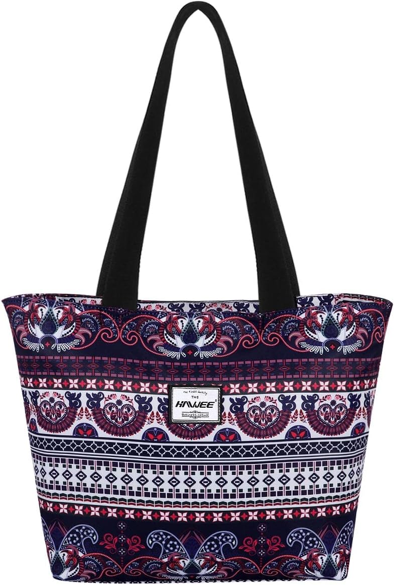 Tote Bag with Zipper for Women Inside Mesh Pocket Heavy Duty Casual Anti-water Cloth Travel Shoulder Handbag