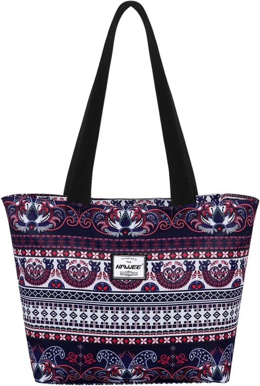Tote Bag with Zipper for Women Inside Mesh Pocket Heavy Duty Casual Anti-water Cloth Travel Shoulder Handbag