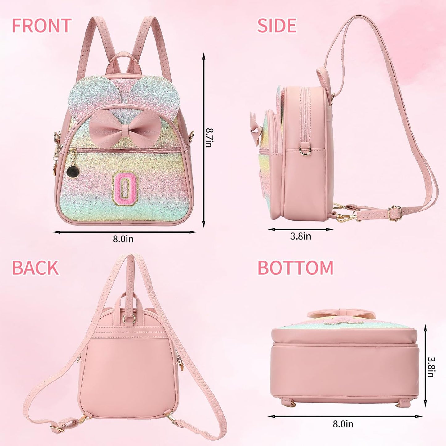 Christmas Birthday Gift for 2 3 4 5 6 7 8 9 10 Year old Girls Personalized Initial Mini Backpack