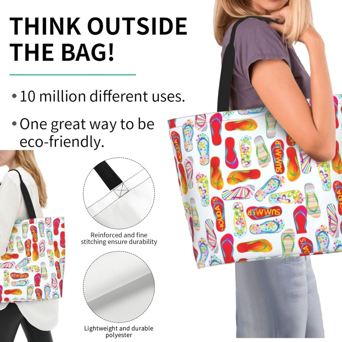 Tote Bag Beach Bag for Women Reusable Grocery Large Shopping Shoulder Bag Travel Handbag